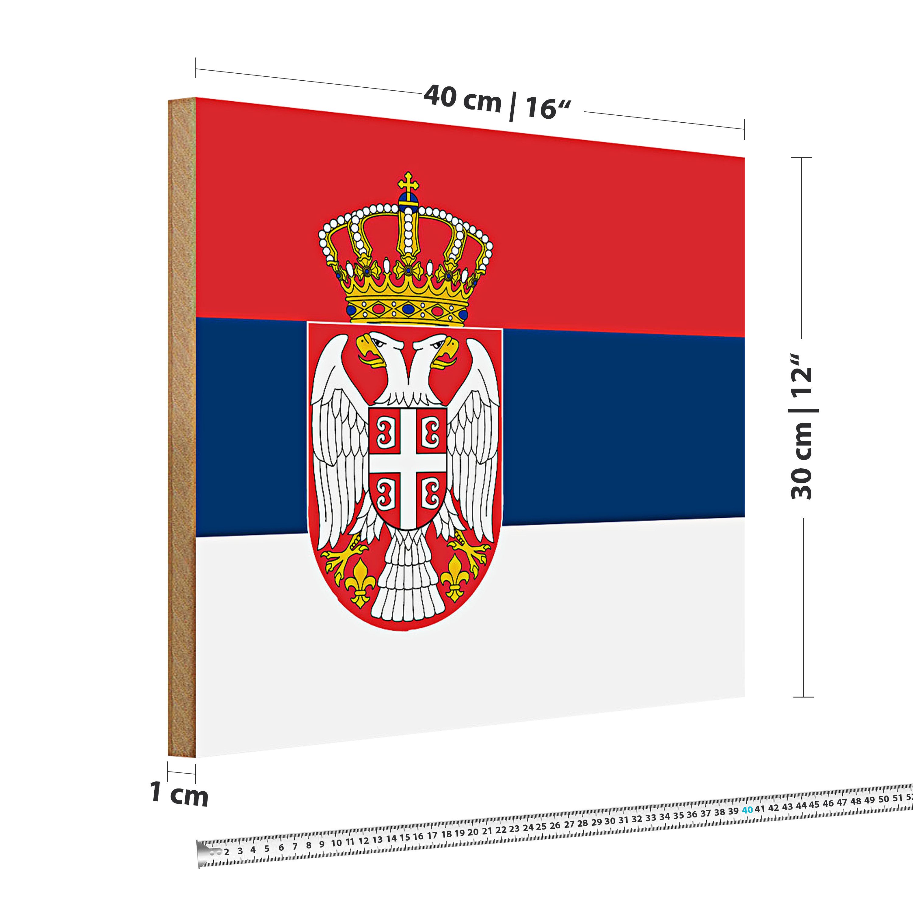Roomando Holzbild Flagge Serbien 40x30cm Flag of Serbia