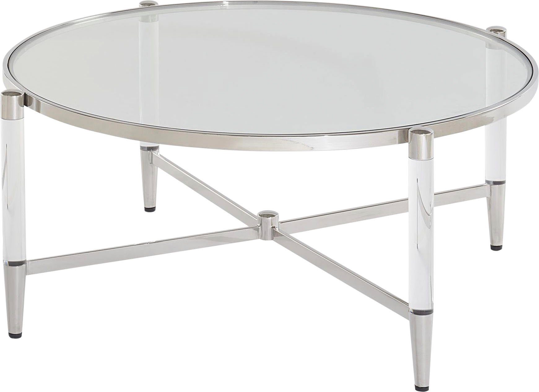 Leonique Couchtisch Couchtisch Marilyn, Couchtisch, rund, Glas, Acryl/Edelstahl, Sicherheitsglas, 102x41