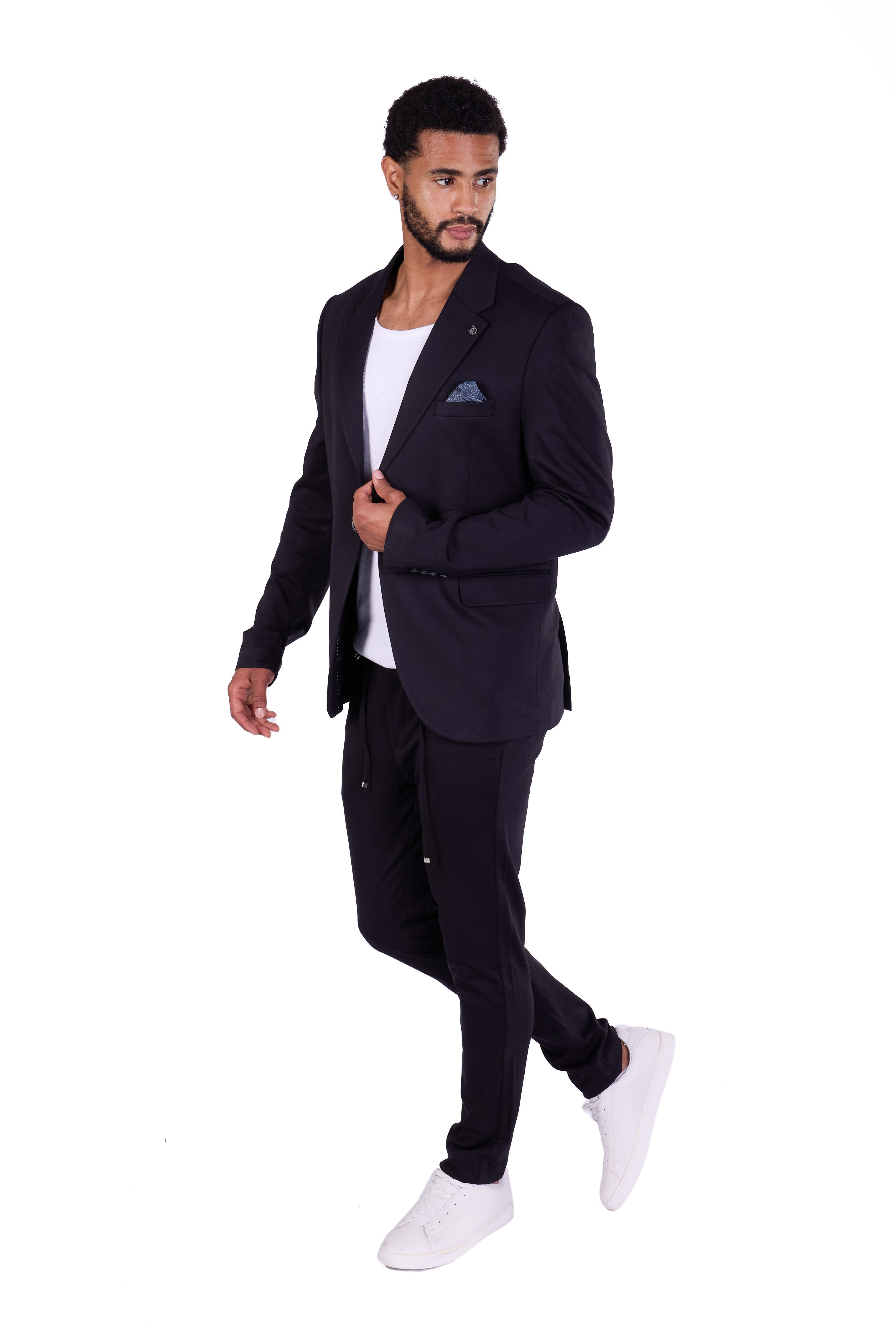 Denim Distriqt Anzug Feiner sportlicher Sommer Jerseyanzug mit stretch Schw günstig online kaufen