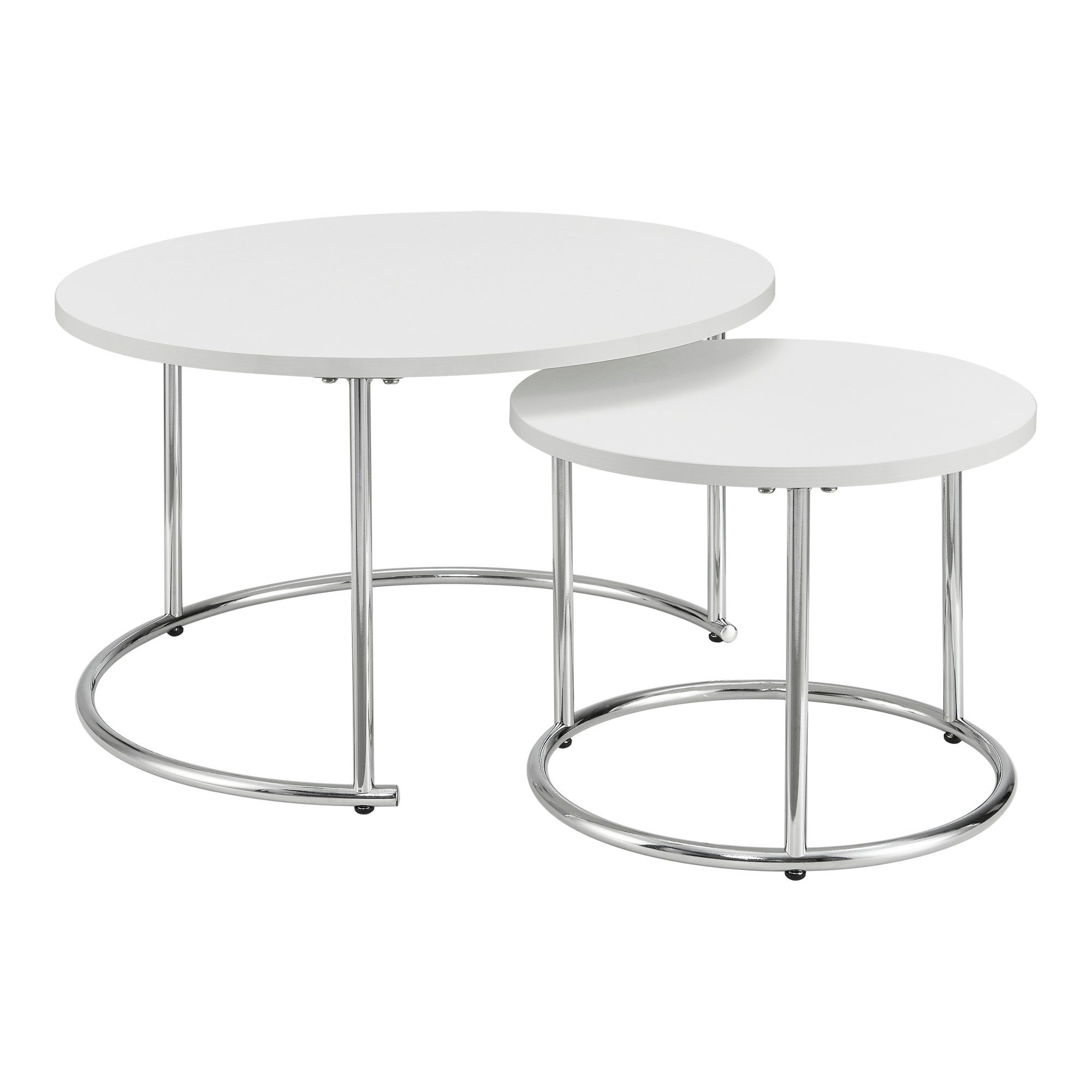 en.casa Couchtisch, Ullensaker Sideboard 2er Set Weiß/Chrom