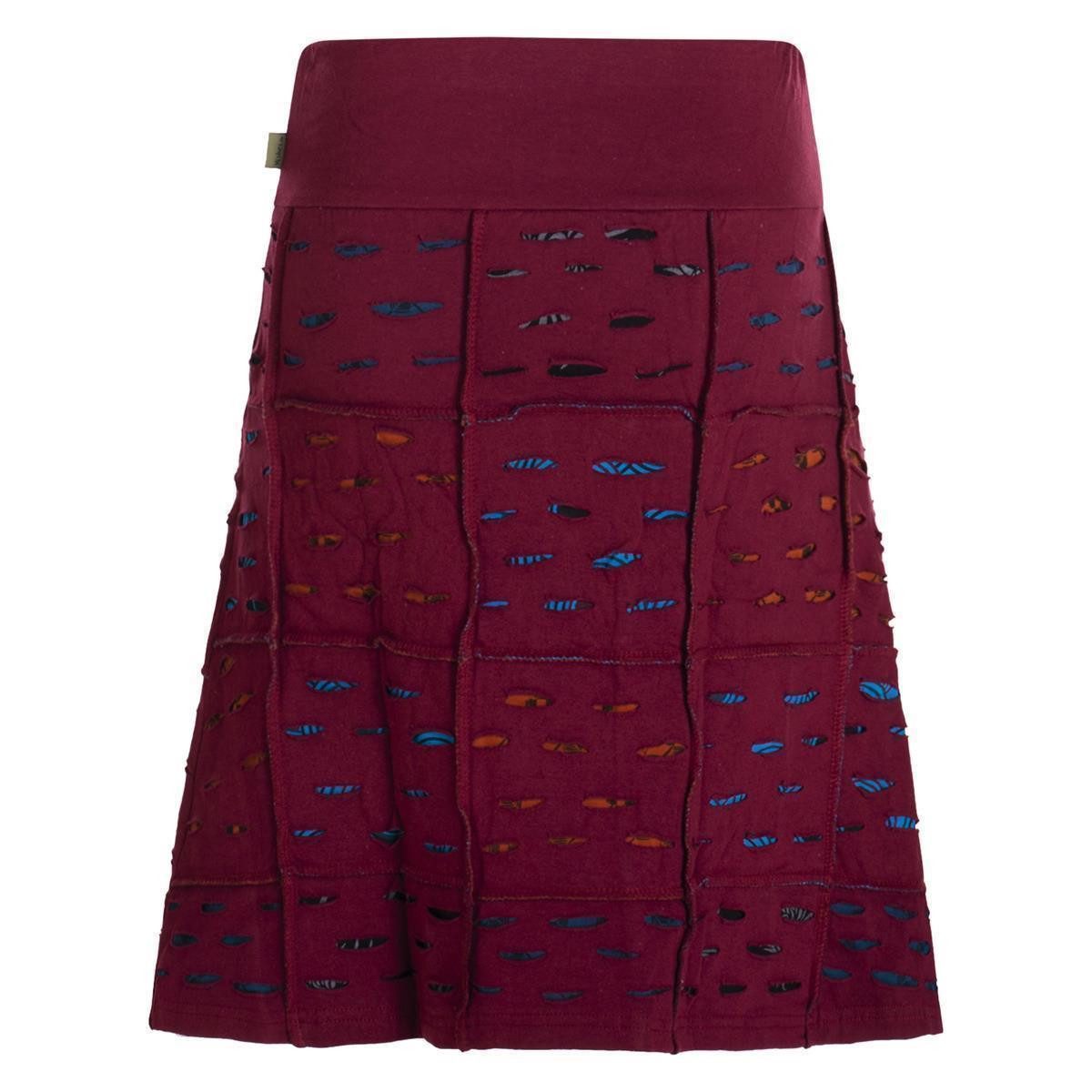 Vishes A-Linien-Rock Damen knielang Rock Baumwolle Cutwork Design A-Linie elastischer Bund Alternative Bekleidung, Ethno, Hippie, Retro Style – Bild 2 von 4