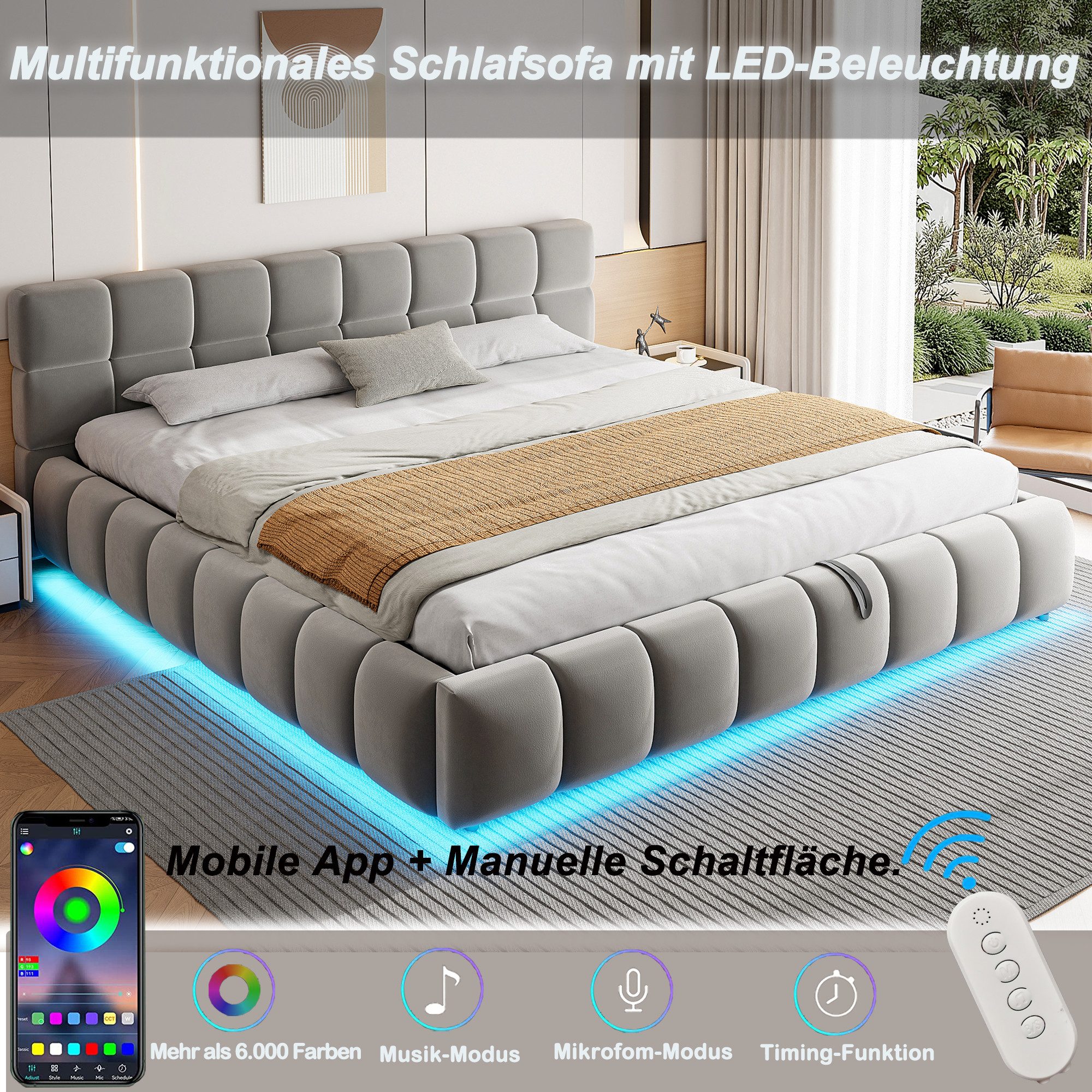 Flieks Polsterbett, Hydraulisches Doppelbett 180x200cm, geeignet für eingeb günstig online kaufen