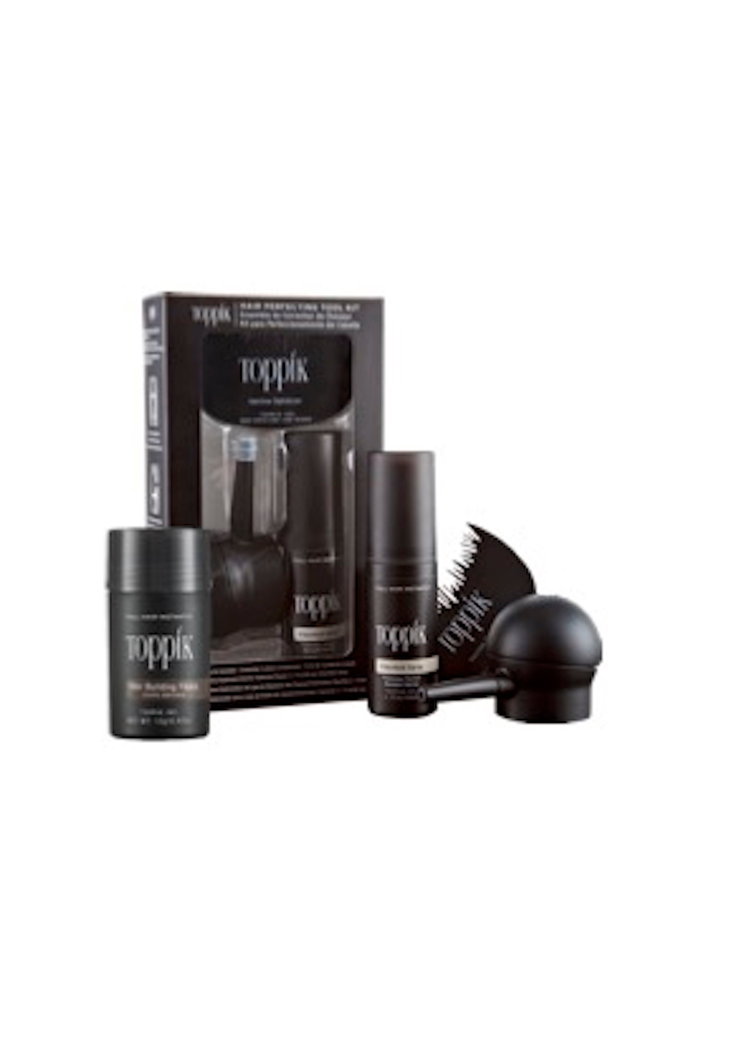 TOPPIK Haarstyling-Set Toppik Starterkit inkl. Haarverdichter 12g. - Streuhaar Schütthaar Haarfasern, Hair Fibers, Tool Kit Schwarz