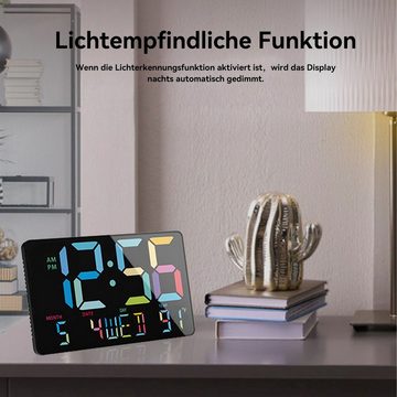 DOPWii Wecker Digitaler Wecker, lichtempfindliche Multifunktions-Wanduhr