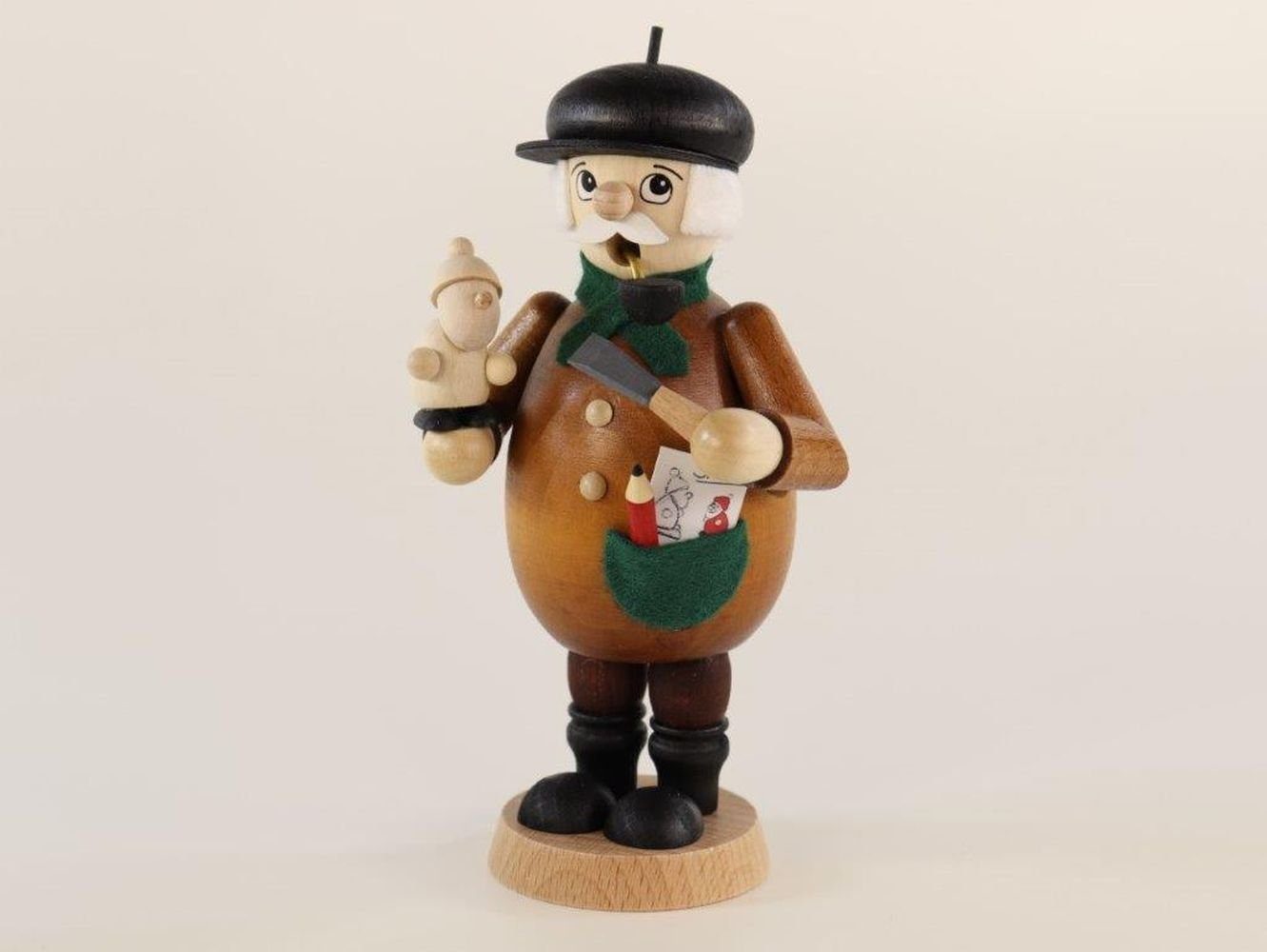 Ullrich Kunsthandwerk Räuchermännchen Räuchermann Drechsler mit Dreheisen Höhe 15,5cm NEU