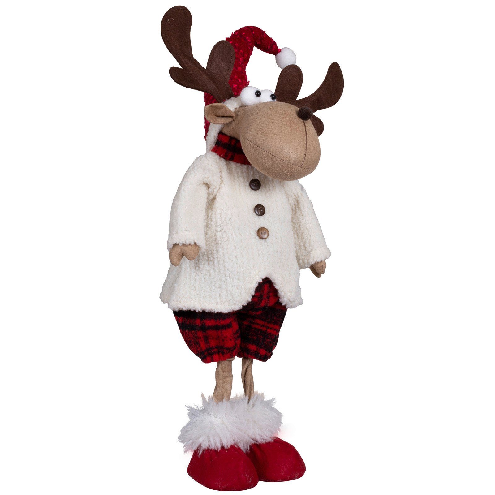Christmas Paradise Weihnachtsfigur Elch 57cm (72cm) XL Rentier (Deko Figur, 1 St), Weihnachten, Rot Weiß