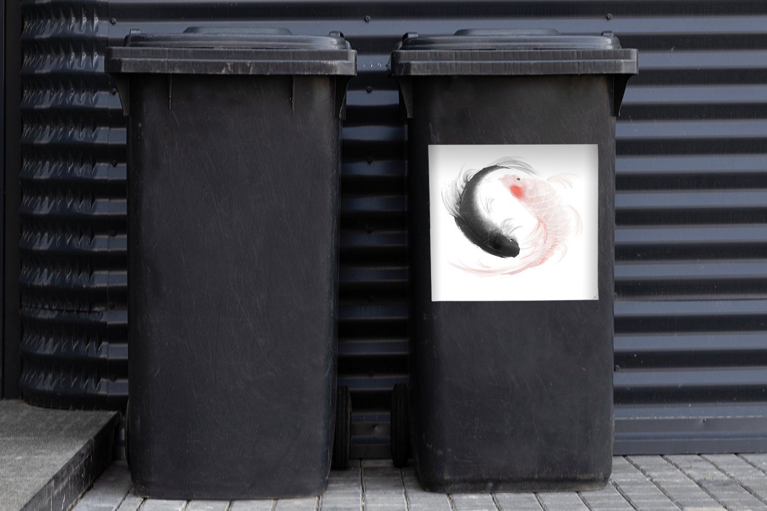 Illustration Abfalbehälter MuchoWow (1 Eine Fischen Wandsticker Container, Sticker, Mülltonne, Yang Logos mit Yin St), und Mülleimer-aufkleber, des