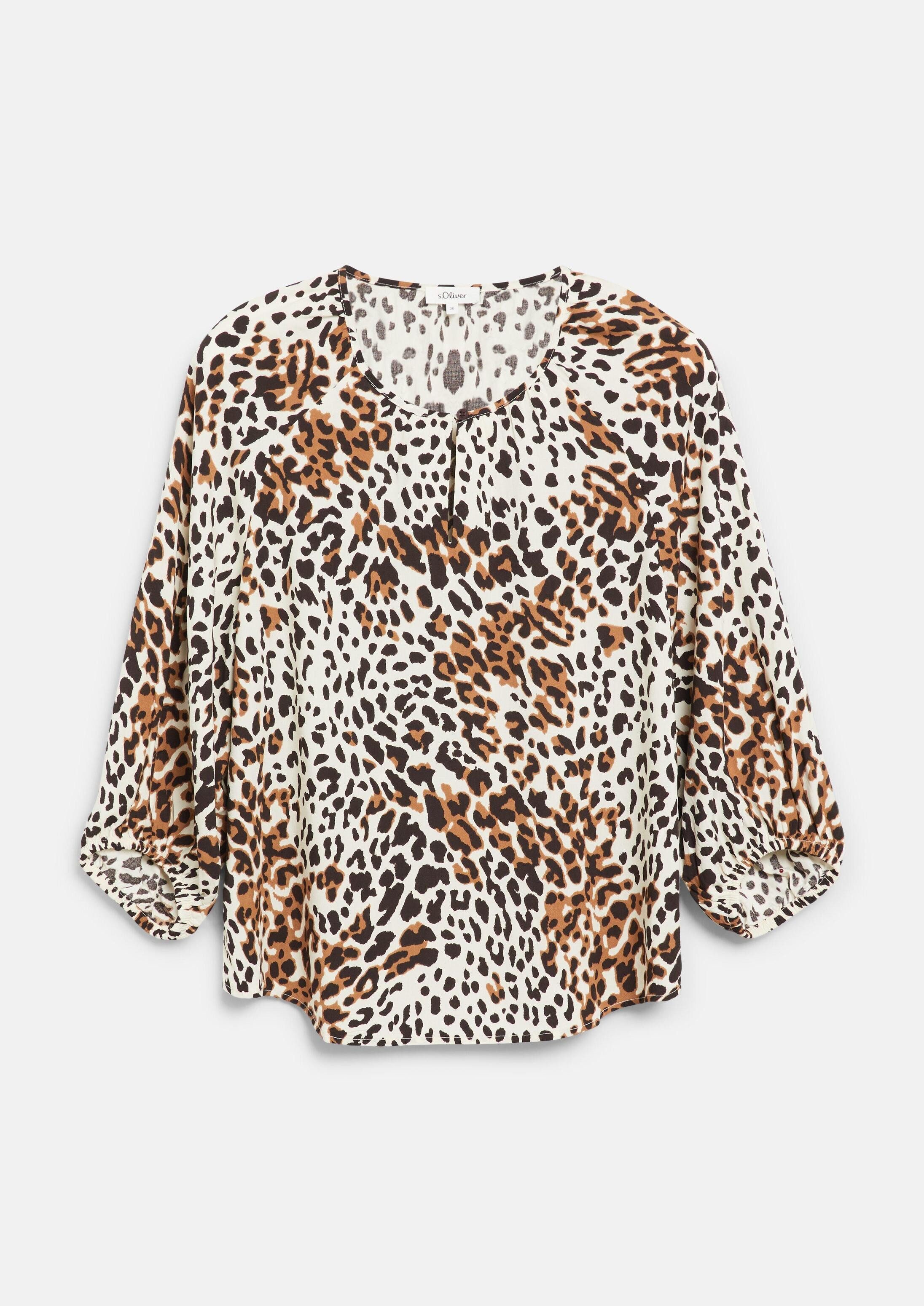 s.Oliver Kurzarmbluse Bluse Bluse im Relaxed Fit mit All-over-Print