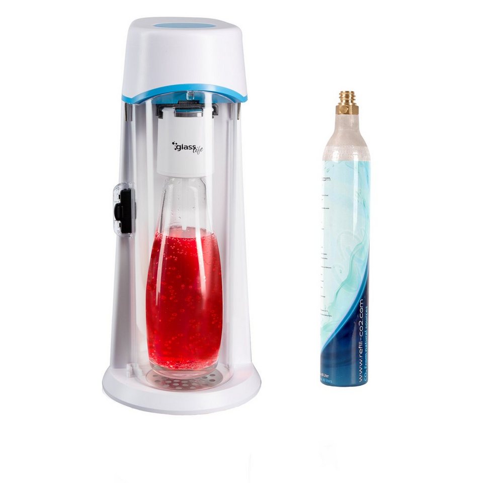 Zoomyo Wassersprudler Soda Wassersprudler Pro Starterset, (mit 425g CO2  Zylinder und 0,6L Glasflasche), sprudelt auch Säfte, Wein, Cocktails