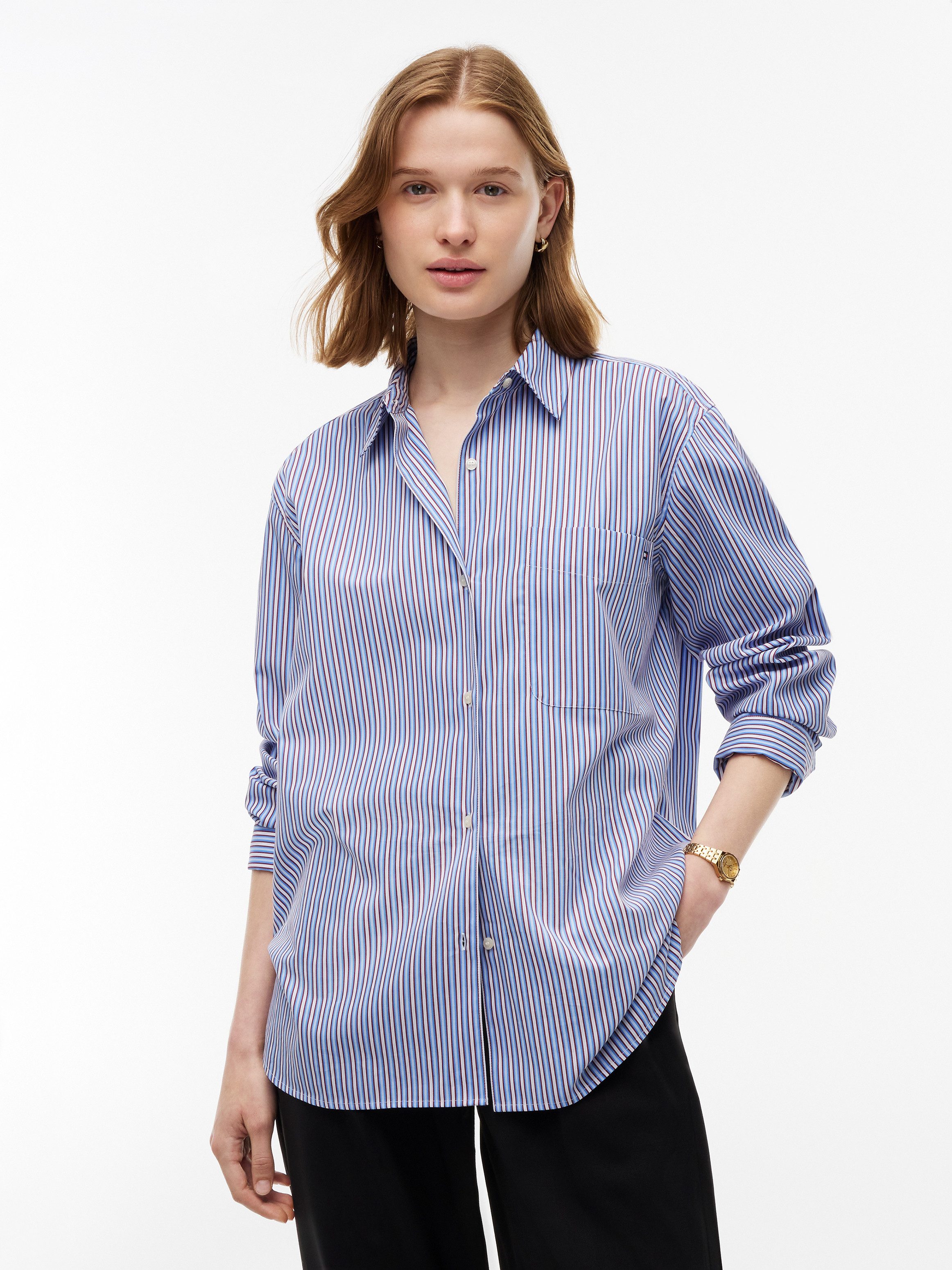 Tommy Hilfiger Langarmbluse ESS POPLIN EASY FIT SHIRT Baumwolle