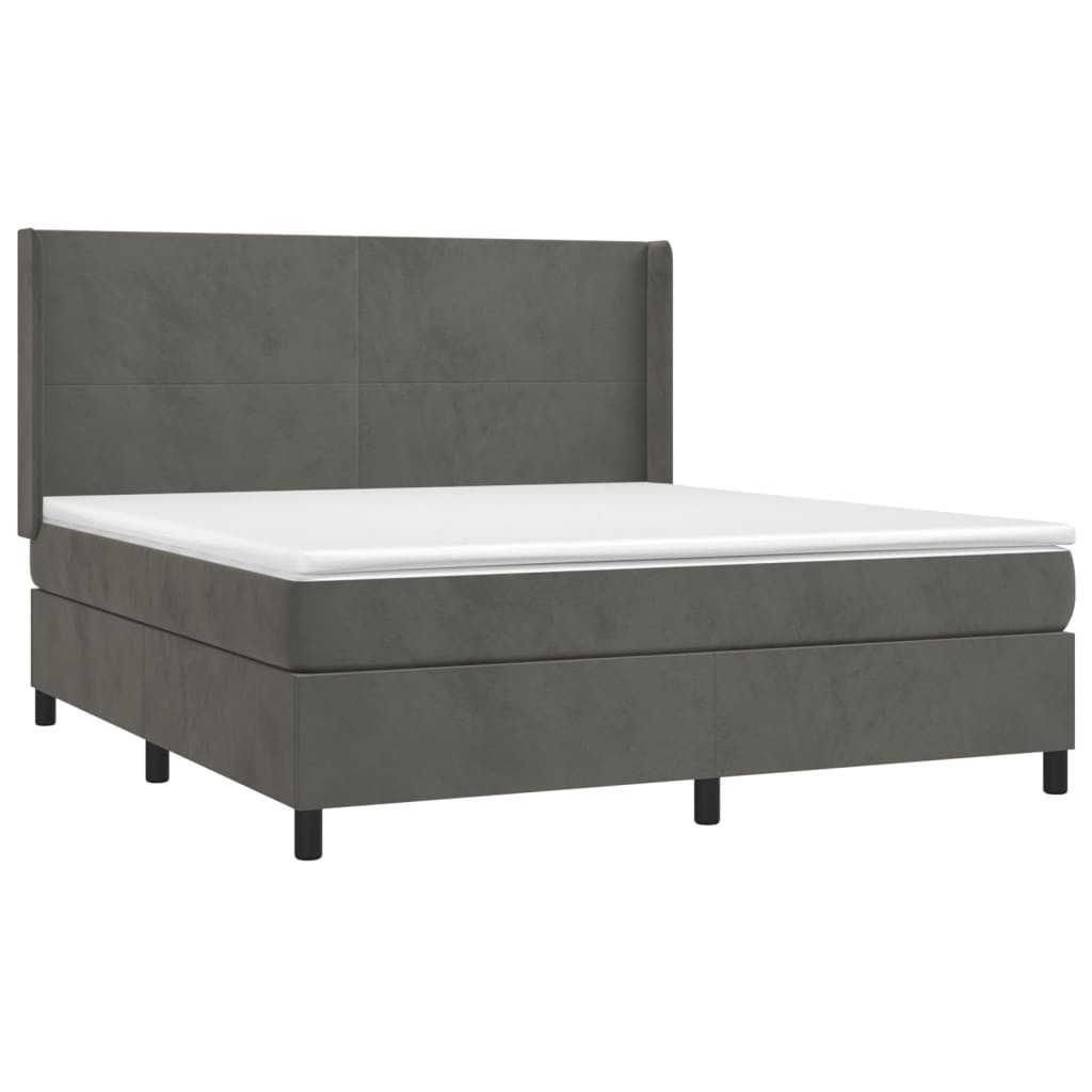 Bett Boxspringbett mit Matratze Dunkelgrau 180x200 cm Samt