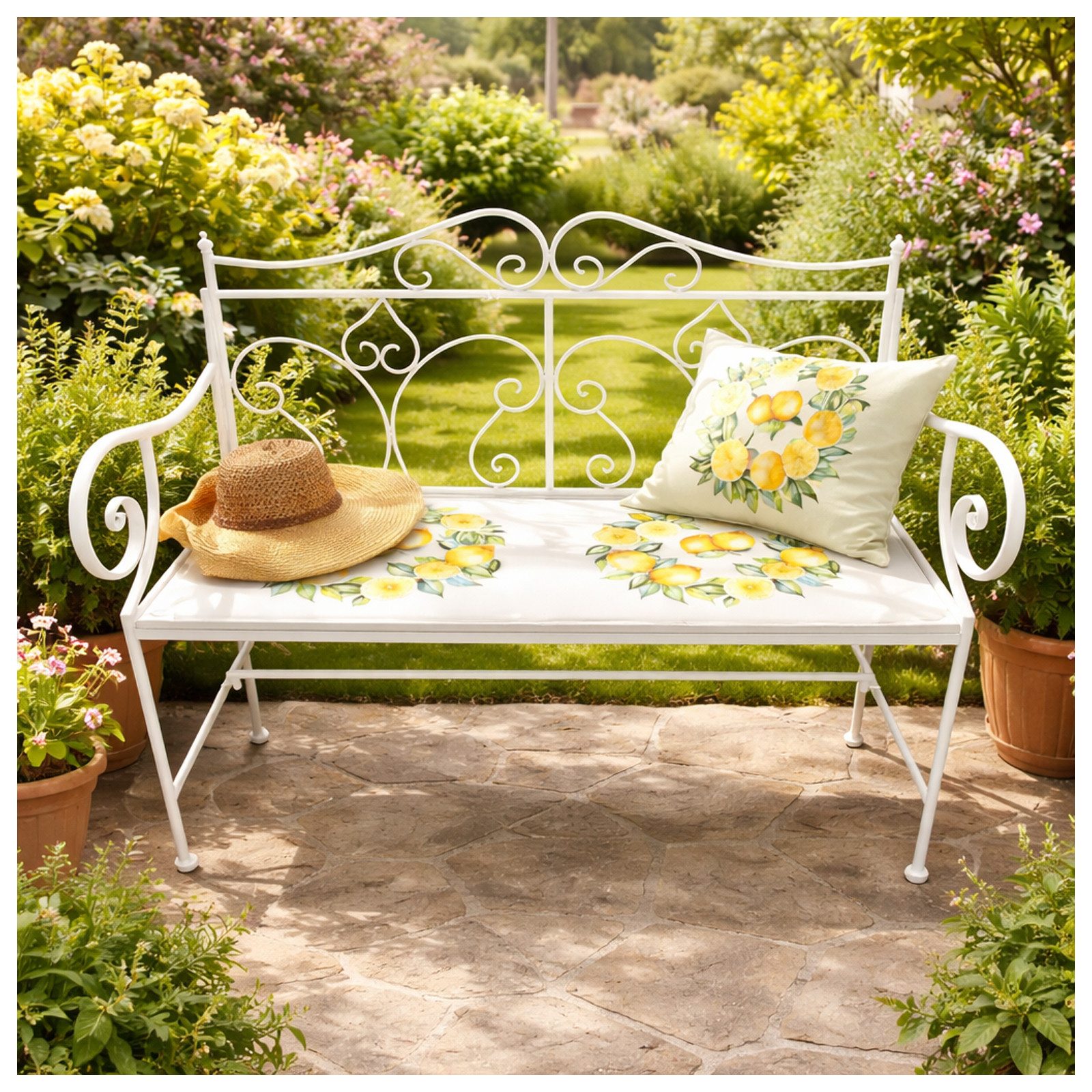 HTI-Living Gartenbank Gartenbank Menton Weiß (Stück, 1-St., 1 Gartenbank)