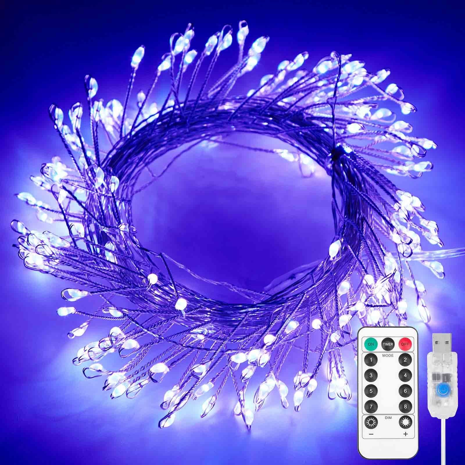 Rosnek LED-Lichterkette 3M/6M, dimmbar, wasserdicht, für Weihnachten Hochzeit Party, Fernbedienung, USB, Timer, Garten Fest Deko Lila