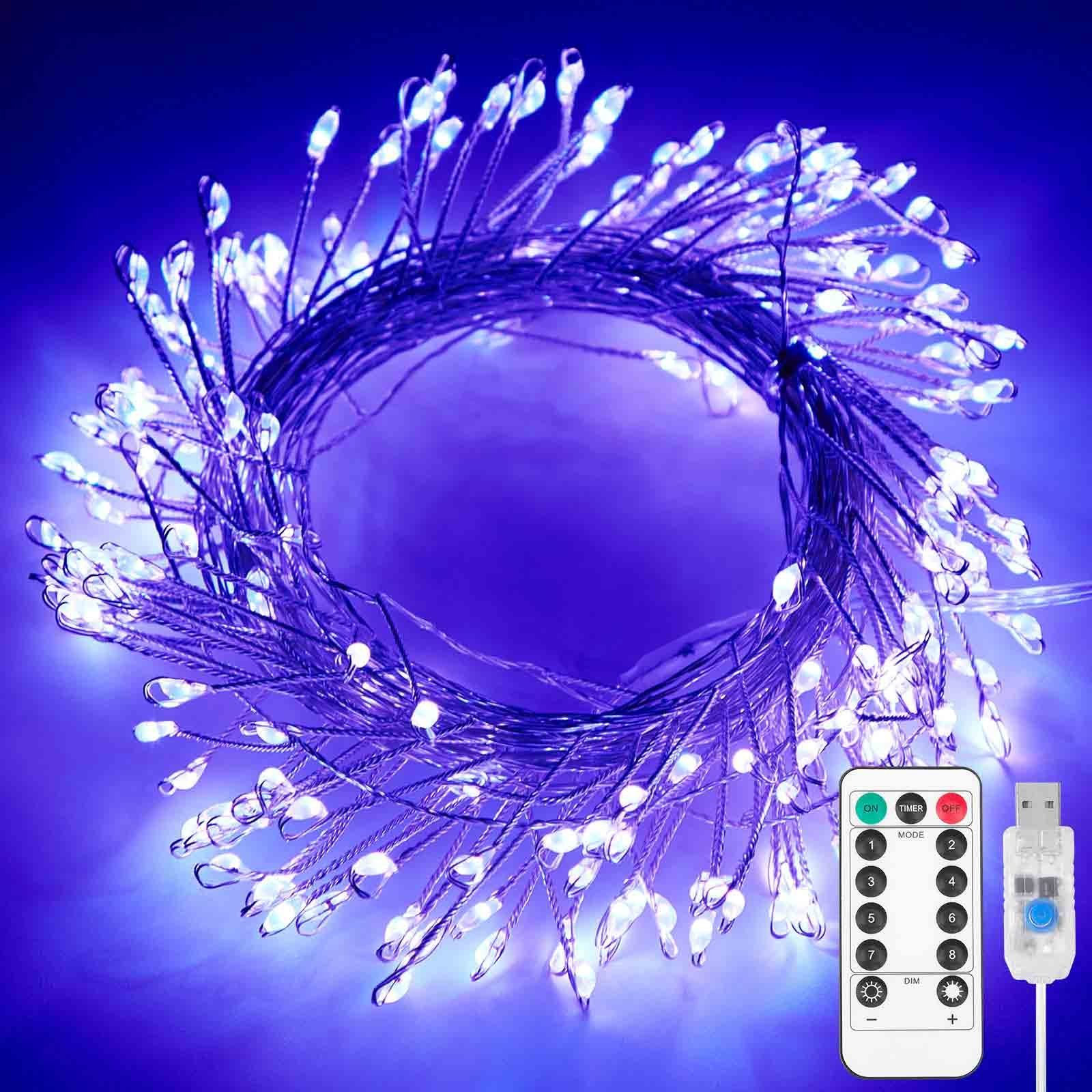 USB, Fernbedienung, Lila Hochzeit Rosnek Deko 3M/6M, Fest LED-Lichterkette Timer, Weihnachten wasserdicht, Party, dimmbar, für Garten