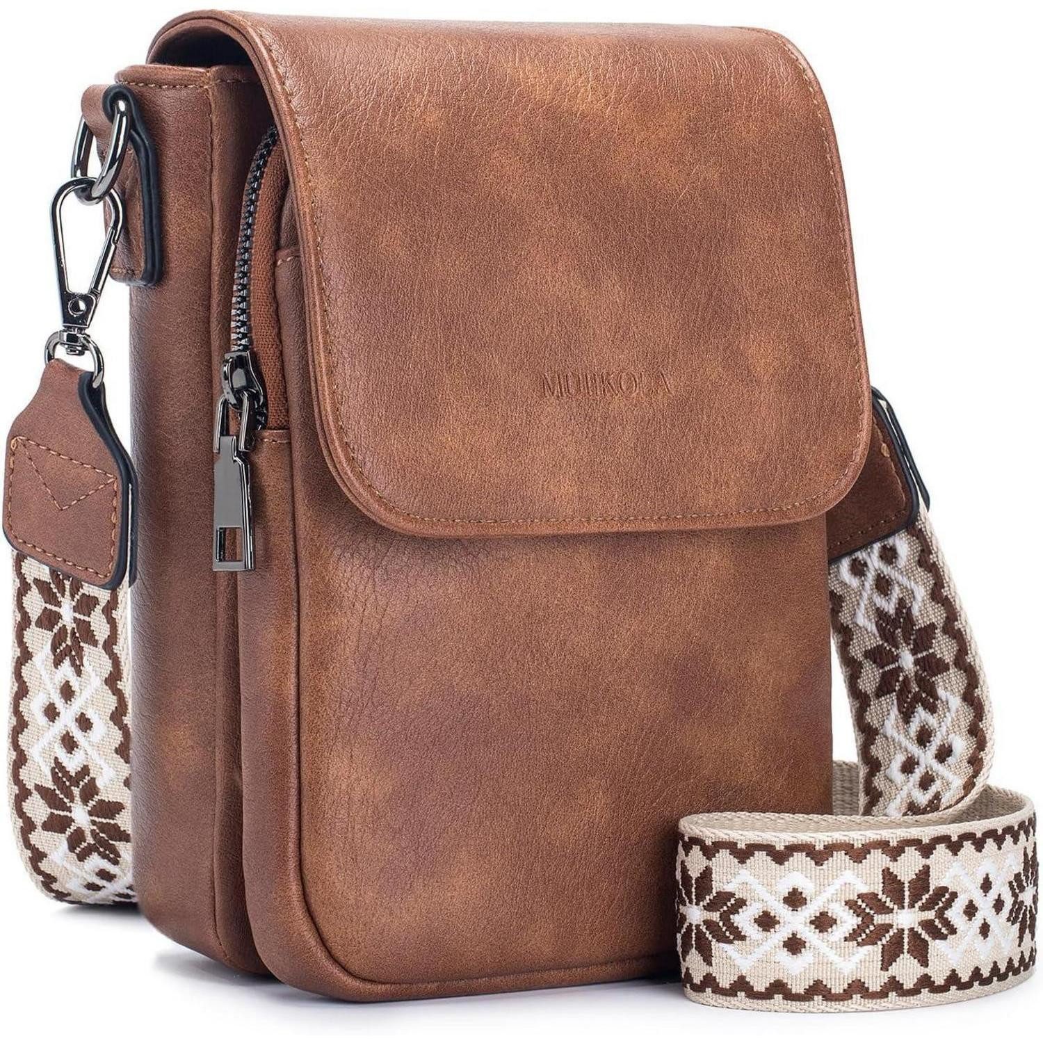 LuxusKollektion Handytasche Handytasche Umhängetasche RFID-Blockierung Damen Leder Breiter Gurt