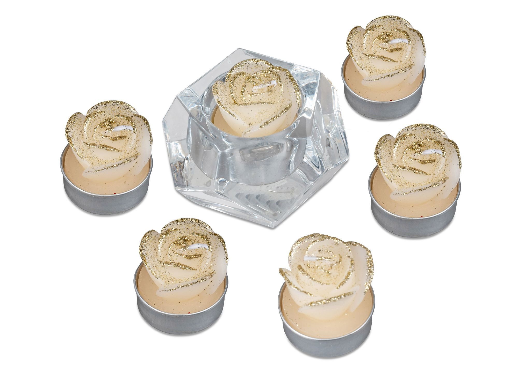 formano Teelicht Winterzeit, Farbe: Creme, Motiv: Rosen