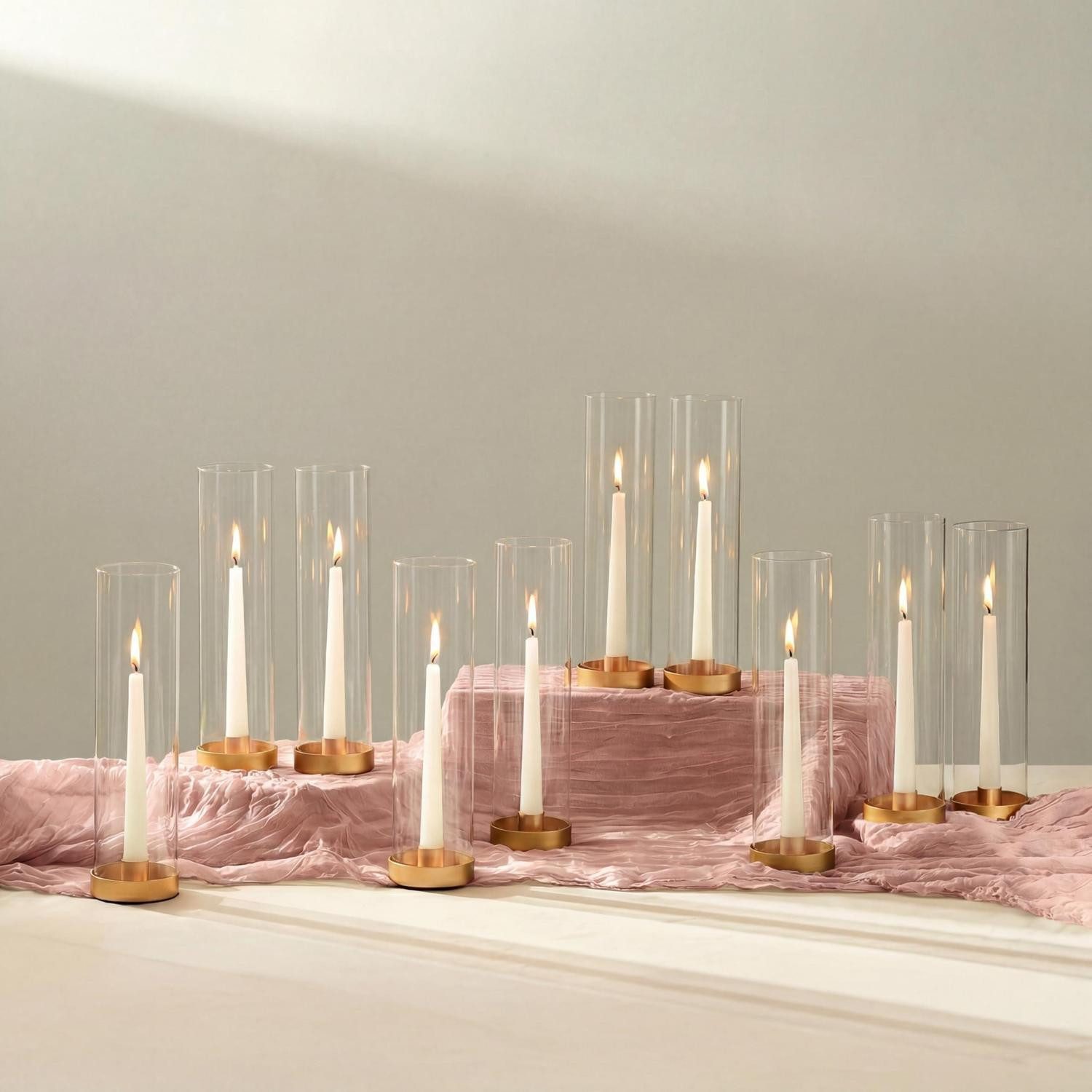 LuxusKollektion Windlicht Kerzenständer Gold Zylinder Metall 30cm 10St (10 St)