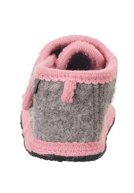 Sterntaler® Hausschuh Hausschuh (1-tlg) Baby Hausschuhe Mädchen Jungen, Filz-Hausschuhe in Grau mit Rosa Einfassband - Babyschuhe mit Klettverschluss und rutschfester Sohle - Kinderschuhe mit Anti-Rutsch-Sohle - Filzschuhe mit Stickmotiv "Hase"