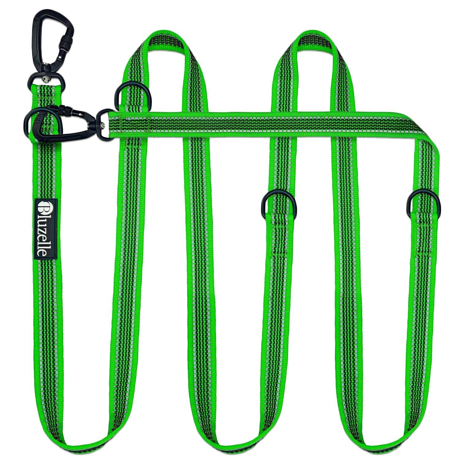 Bluzelle Führleine, Starke Nylon Leine - bis 100 kg, 2 Aluminium Karabiner, Doppel Hundeleine 3m - Große Hunde / 3-in1 Verstellbar / Reflektierend