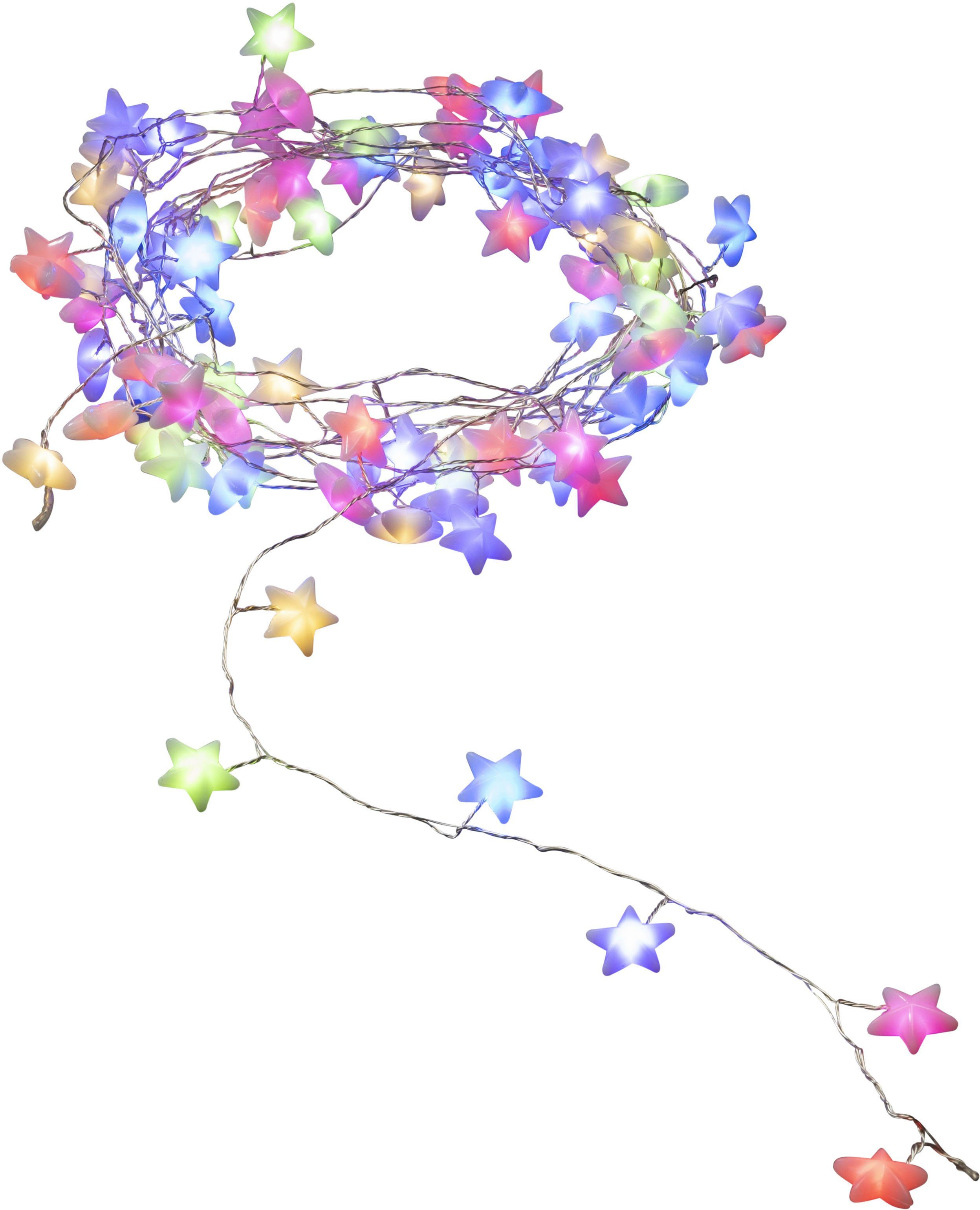 LED-Lichterkette, bunte KONSTSMIDE Sternenlichterkette, LED Dioden 90-flammig, 90