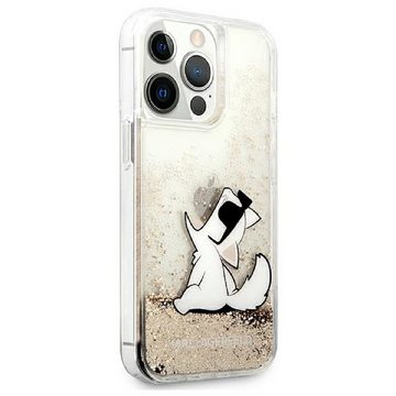 KARL LAGERFELD Handyhülle Case iPhone 13 Pro Max Katze Choupette Glitzer gold 6,7 Zoll, Kantenschutz