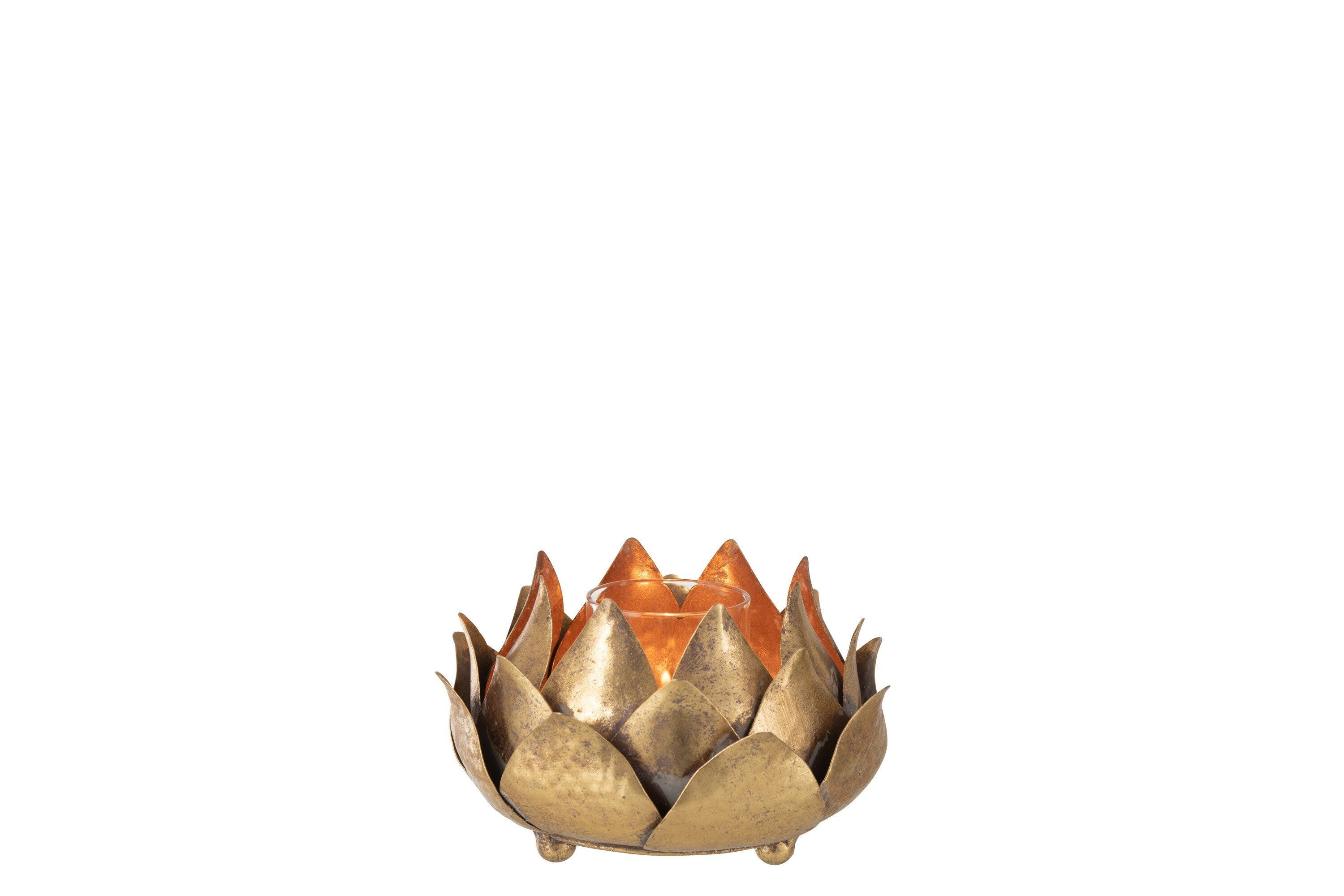 Teelichthalter goldenem z aus Elegantes Dekoobjekt "Lotusblume" 4er-Set in Metall GILDE