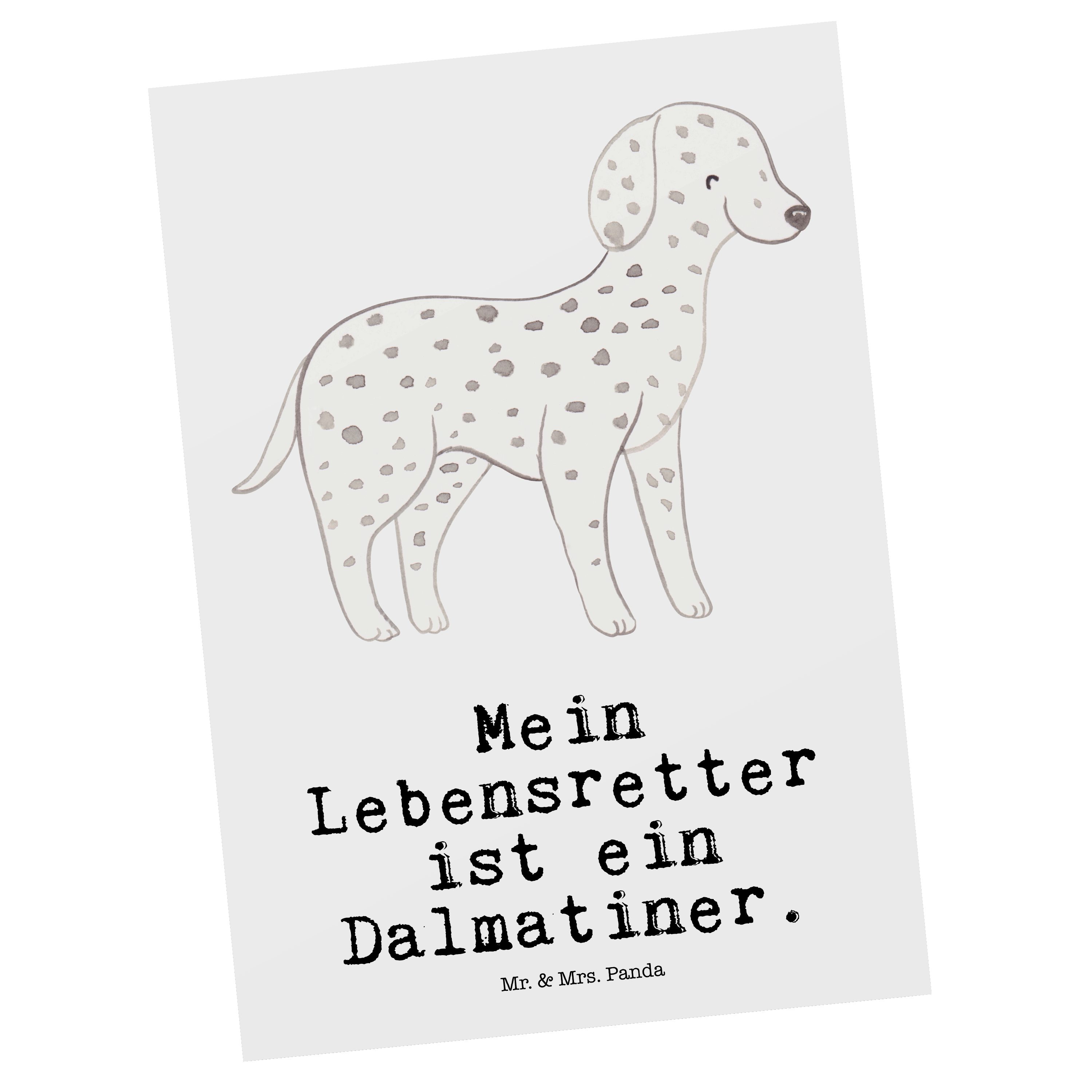 Mr. & Mrs. Panda Postkarte Dalmatiner Lebensretter - Weiß - Geschenk, Geschenkkarte, Ansichtskar