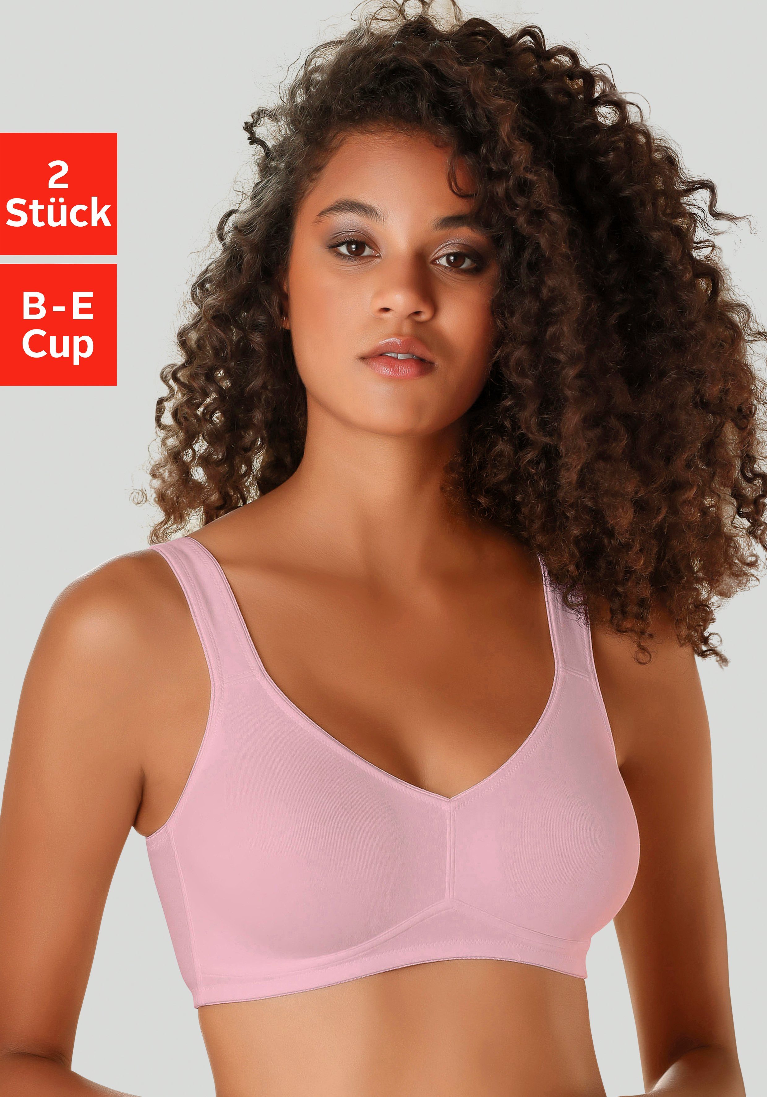 2 Soft-BH Baumwolle, (Packung, Bügel, Stück) fleur Dessous ohne aus weicher Basic petite rosa+weiß