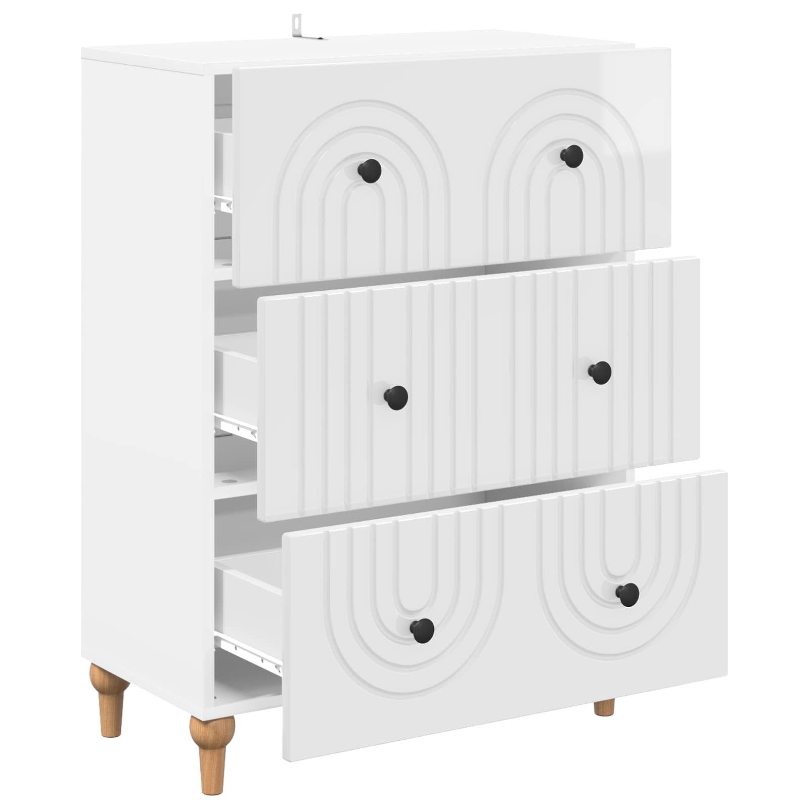 vidaXL Kommode 66 x 34,5 x 90 cm Kommode Schubladenschrank Sideboard Hochglanz Weiß 6