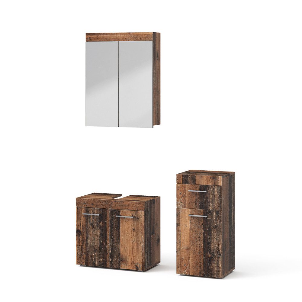 Vicco Badmöbel-Set Luna, Oldstyle, 3 Teile, (3-St., 3er Set)