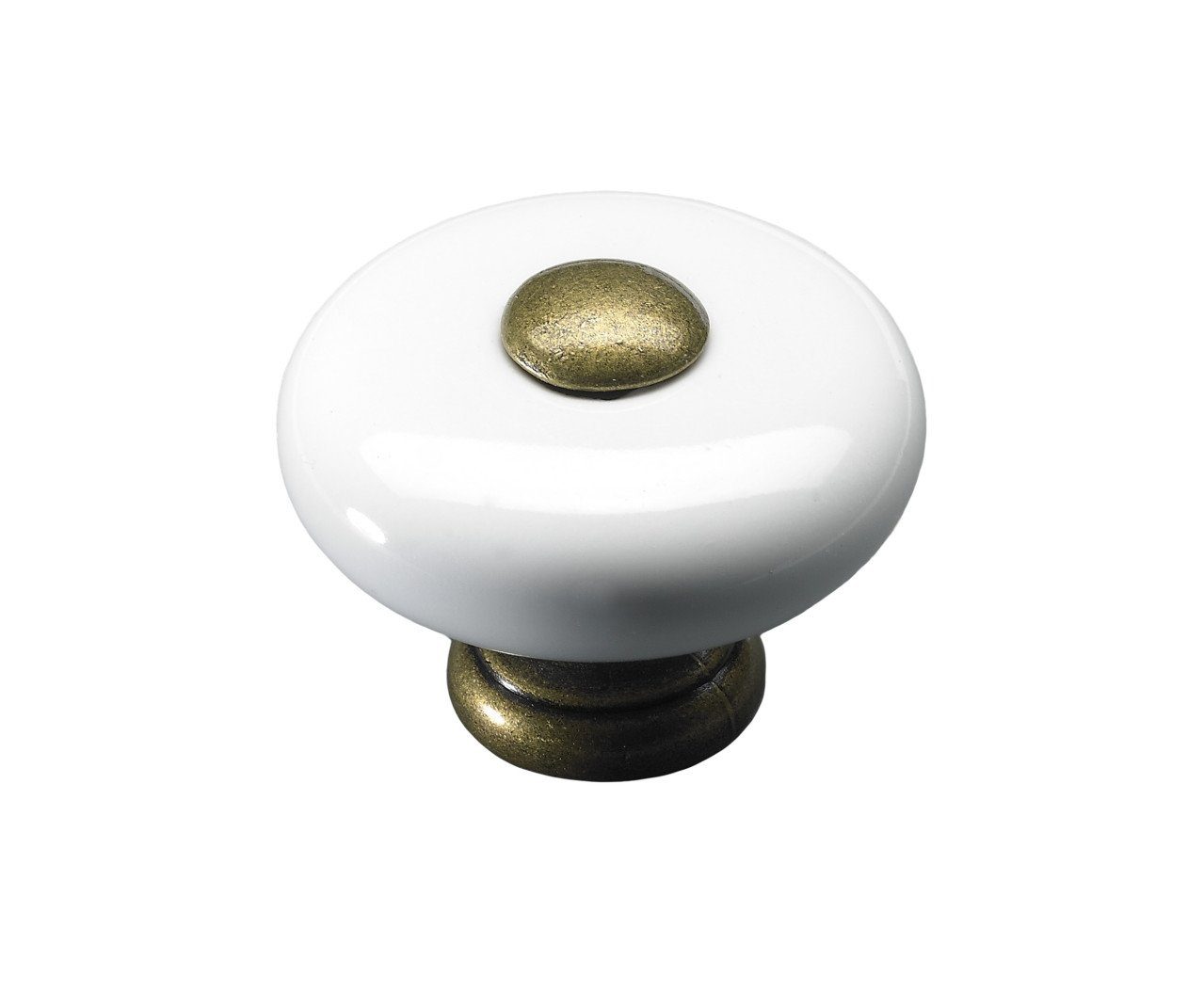 Möbelknopf Hettich Möbelknopf Keramik weiß/gold Ø 32,0 mm - 1