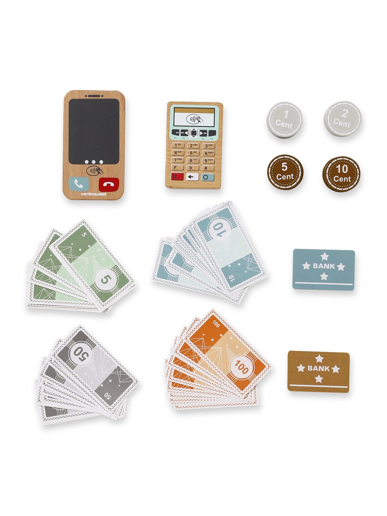 vertbaudet Spielküche Kinder Spielgeld-Set, Holz FSC® Holz