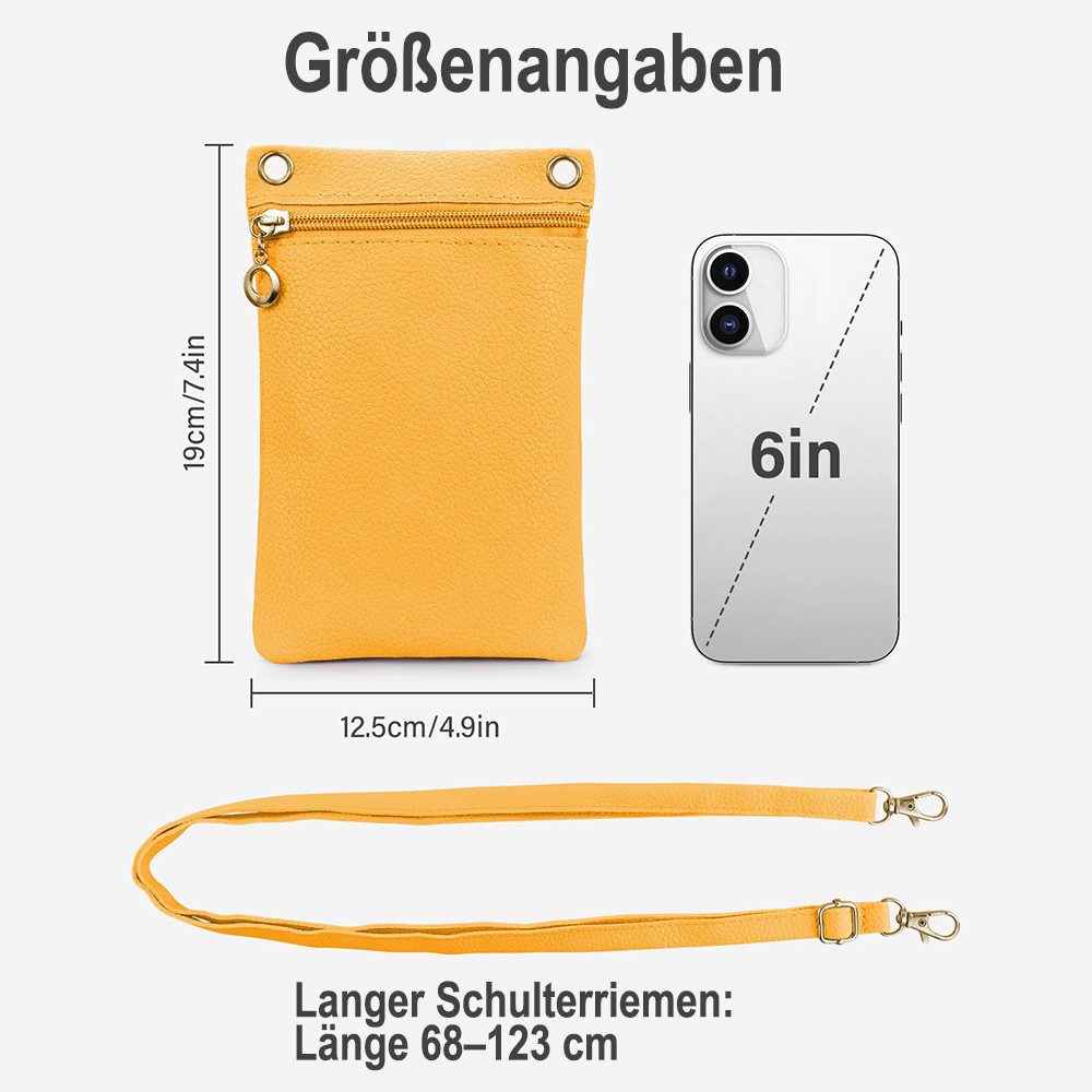Zaewry Umhängetasche Handytasche mit abnehmbaren Umhängeriemen,Handytasche, für Einkaufen, Dating und Spaziergänge,Münztasche, Kreditkartenetui
