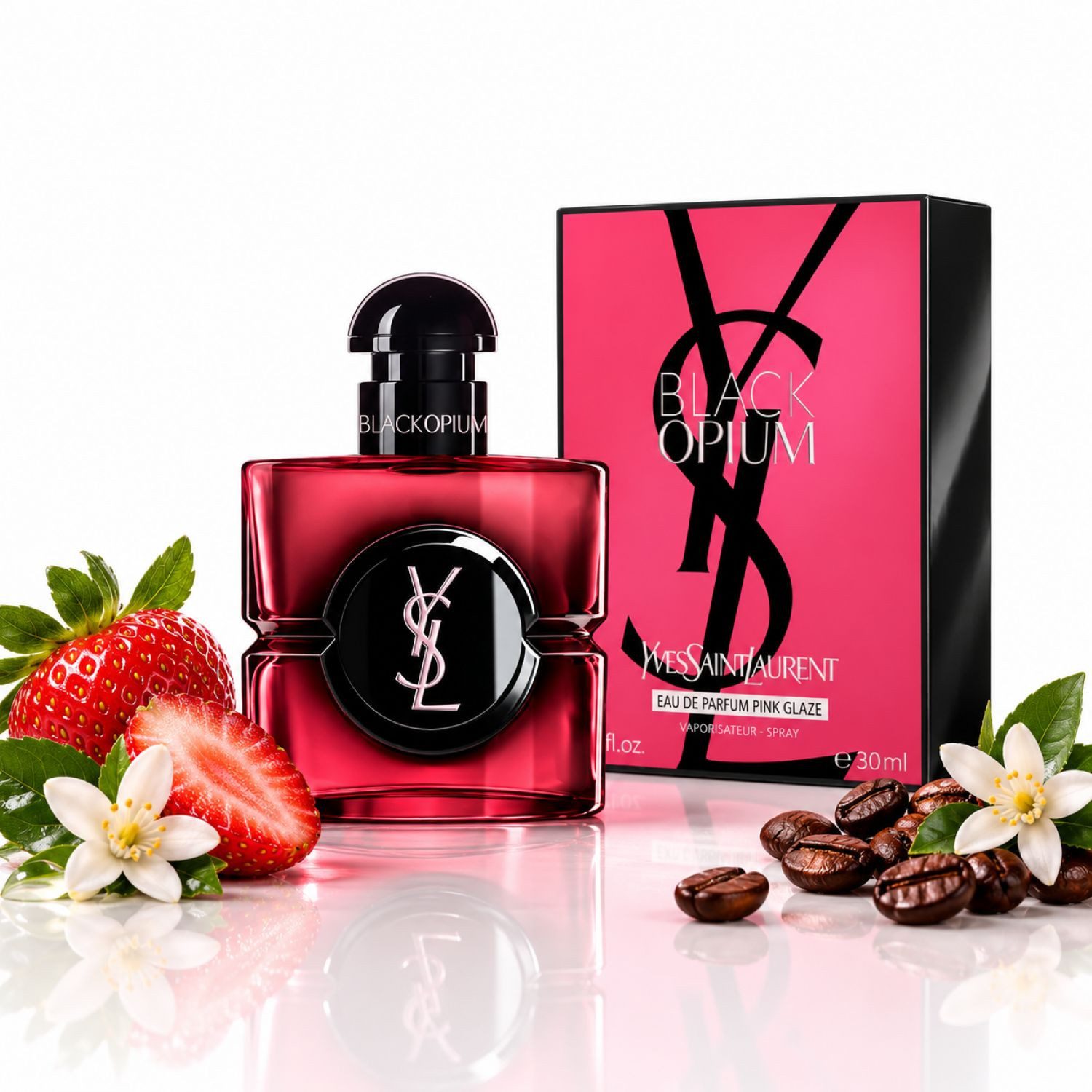 YVES SAINT LAURENT Eau de Parfum Black Opium Pink Glaze, Glasflakon