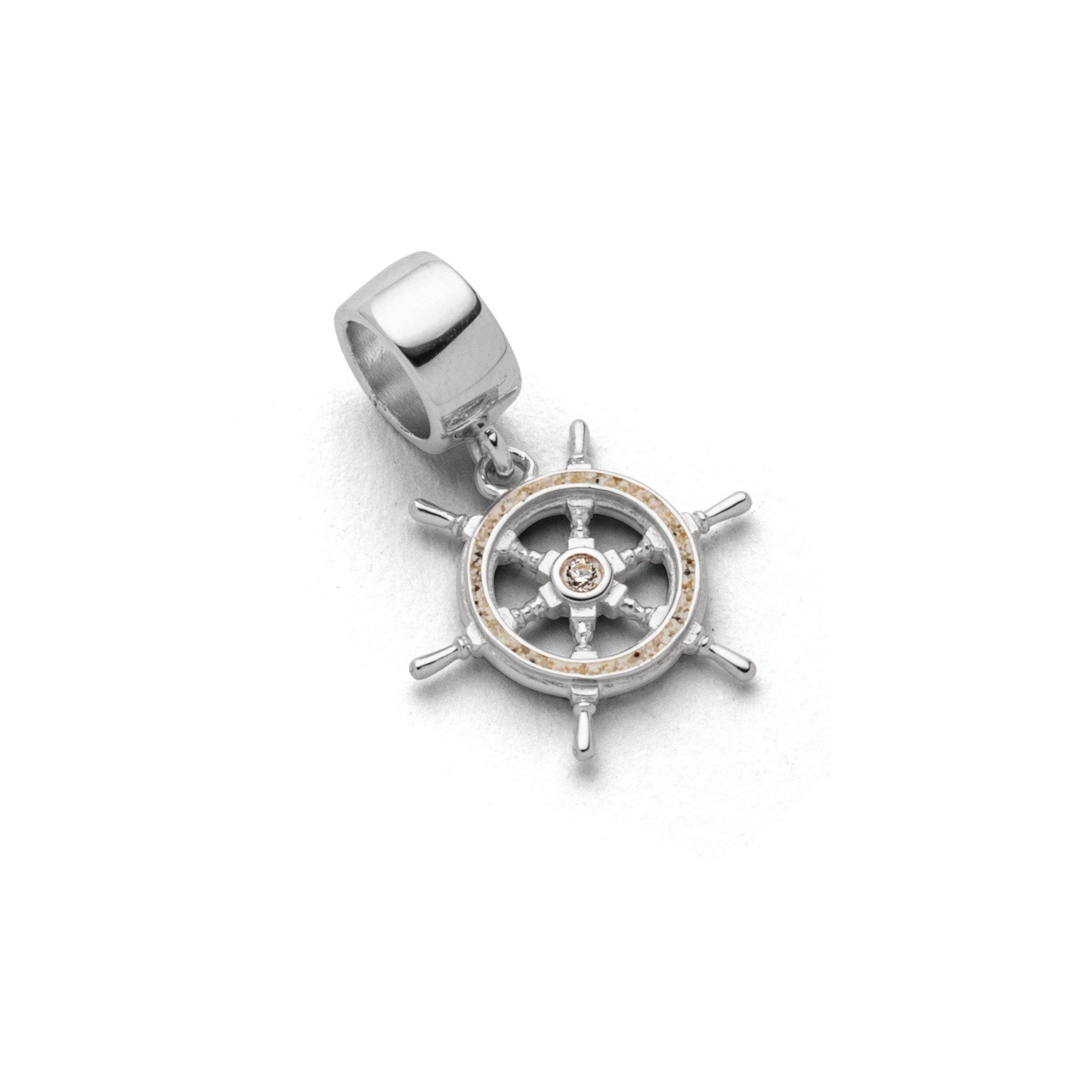 Bead Charm F260 – Steuerrad-Anhänger mit Strandsand & Zirkonia