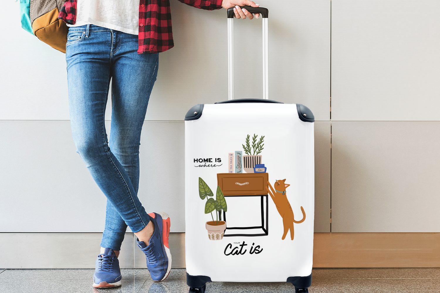 MuchoWow Handgepäckkoffer ist', Reisetasche Handgepäck 4 - Katze Reisekoffer ist, Sprichwörter rollen, Zitate - deine wo Rollen, für mit Trolley, Ferien, 'Zuhause