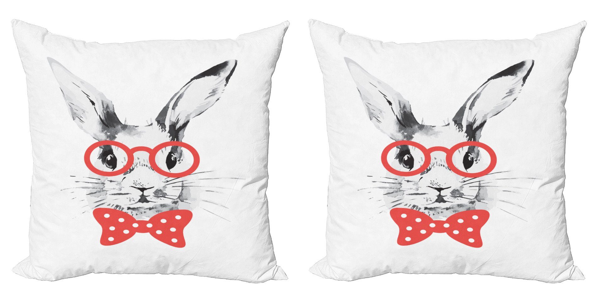 Kissenbezüge Modern Accent Doppelseitiger Nerdy Hase Abakuhaus mit Digitaldruck, Stück), (2 Brille Kaninchen