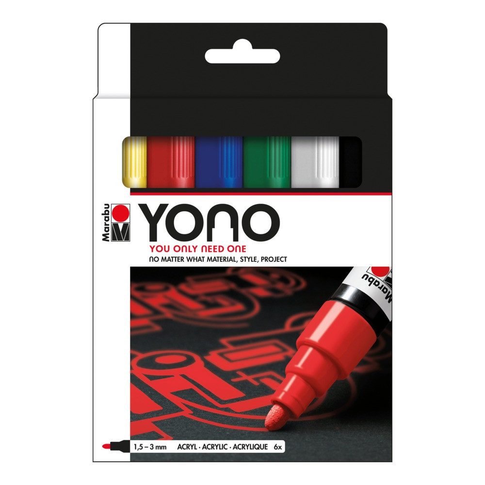 Marabu Acrylfarbe Marabu Acrylmarker Marker YONO Set 1,5-3mm 6 Teile