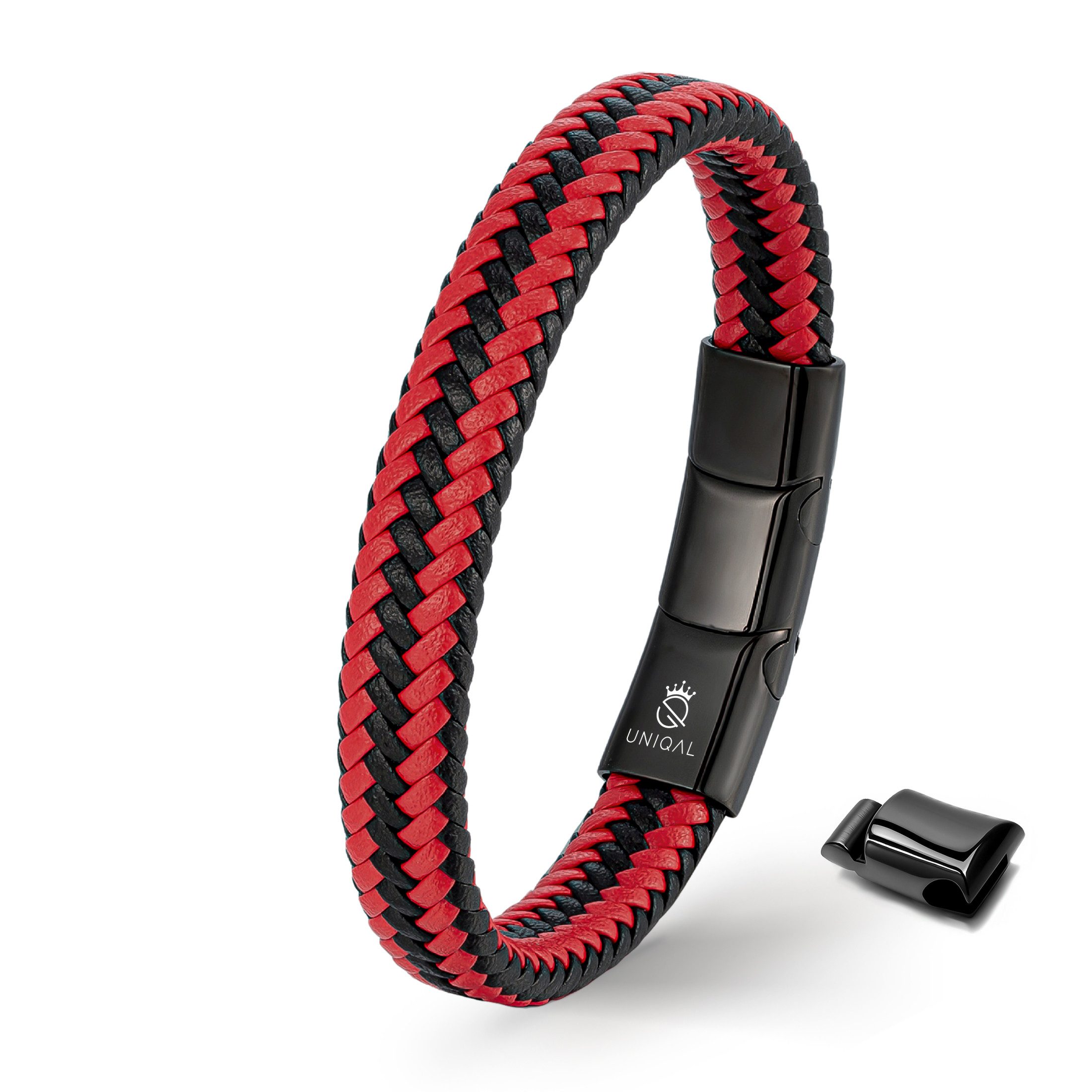 UNIQAL.de Lederarmband "MULTY COLOR" Geflochtenes Echtlederaccessoire mit Magnetverschluss (Edelstahl, Verlängerungsglied, Unisex, klassisches Design), Premium-Qualität – handgefertigt, kombinierbar, sportlich-elegant.