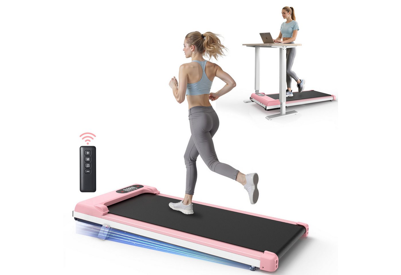 Dskeuzeew Laufband mit 7 % Steigung – 3-in-1-Laufbänder bis 130 kg (mit Fernbedienung und LED-Display - Lauffläche 38,5 x 90 cm), 1–8 km/h einstellbar – Motor 2,5 PS