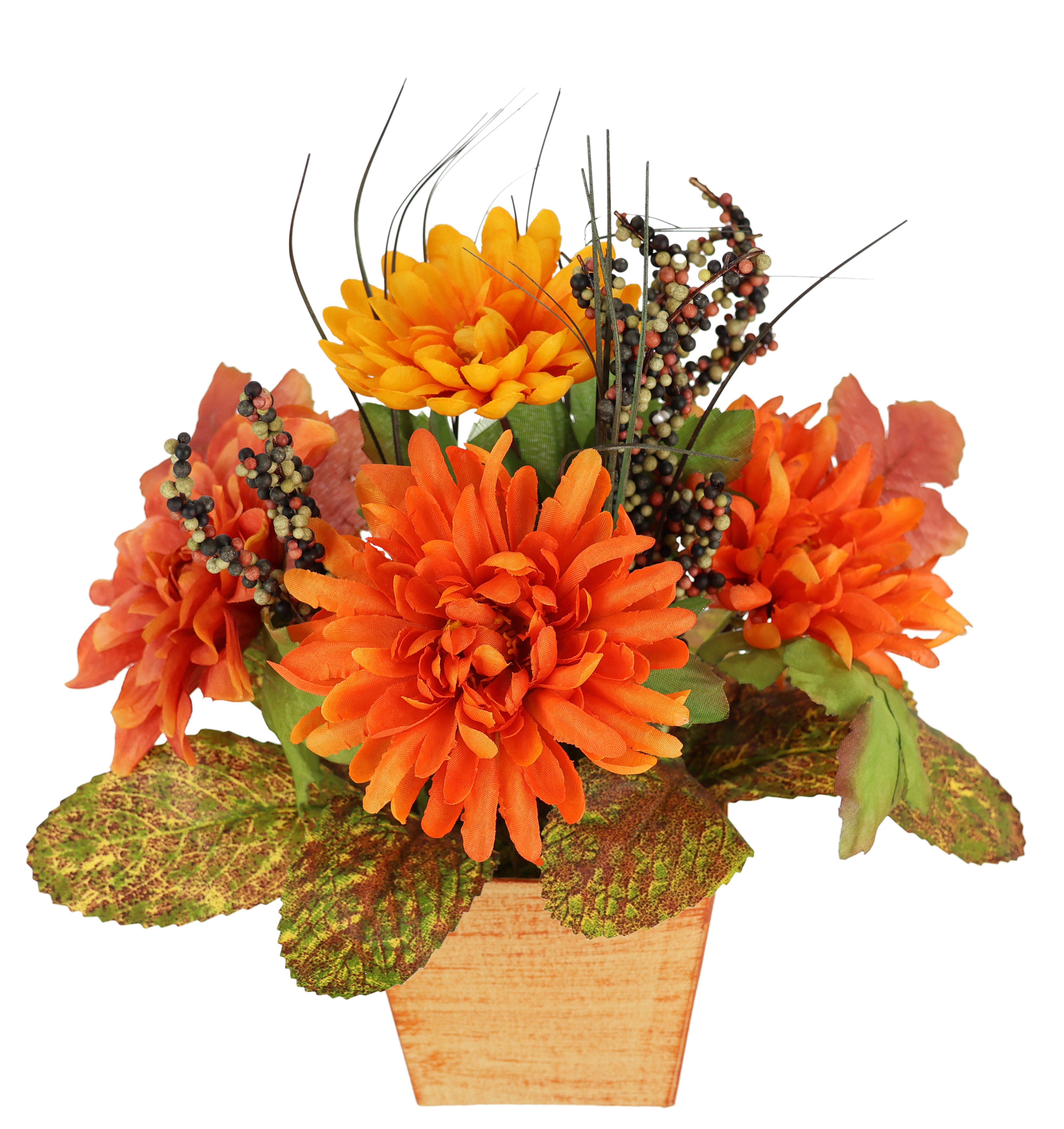 Kunstblume Dahlien-Gesteck im Topf, I.GE.A., Höhe 26 cm, Mit Beeren Blume Dekoblume Gesteck Herbstblume Herbstdeko Mittelstück