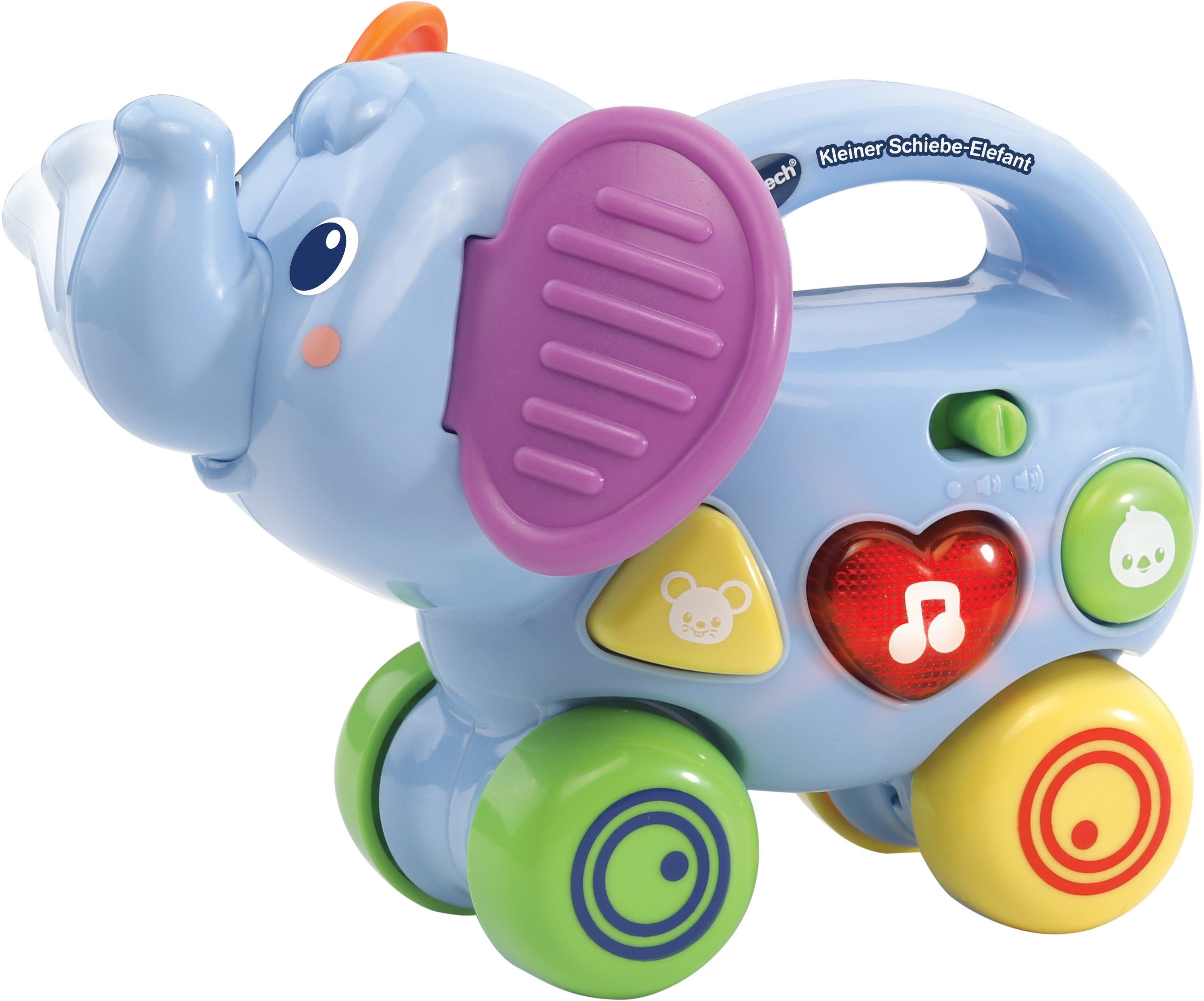 Vtech® Lernspielzeug VTechBaby, Kleiner mit Tiere Schiebe-Elefant, Mit Tasten, etwas lernen Formen bunten und über Sound, zu 2 um