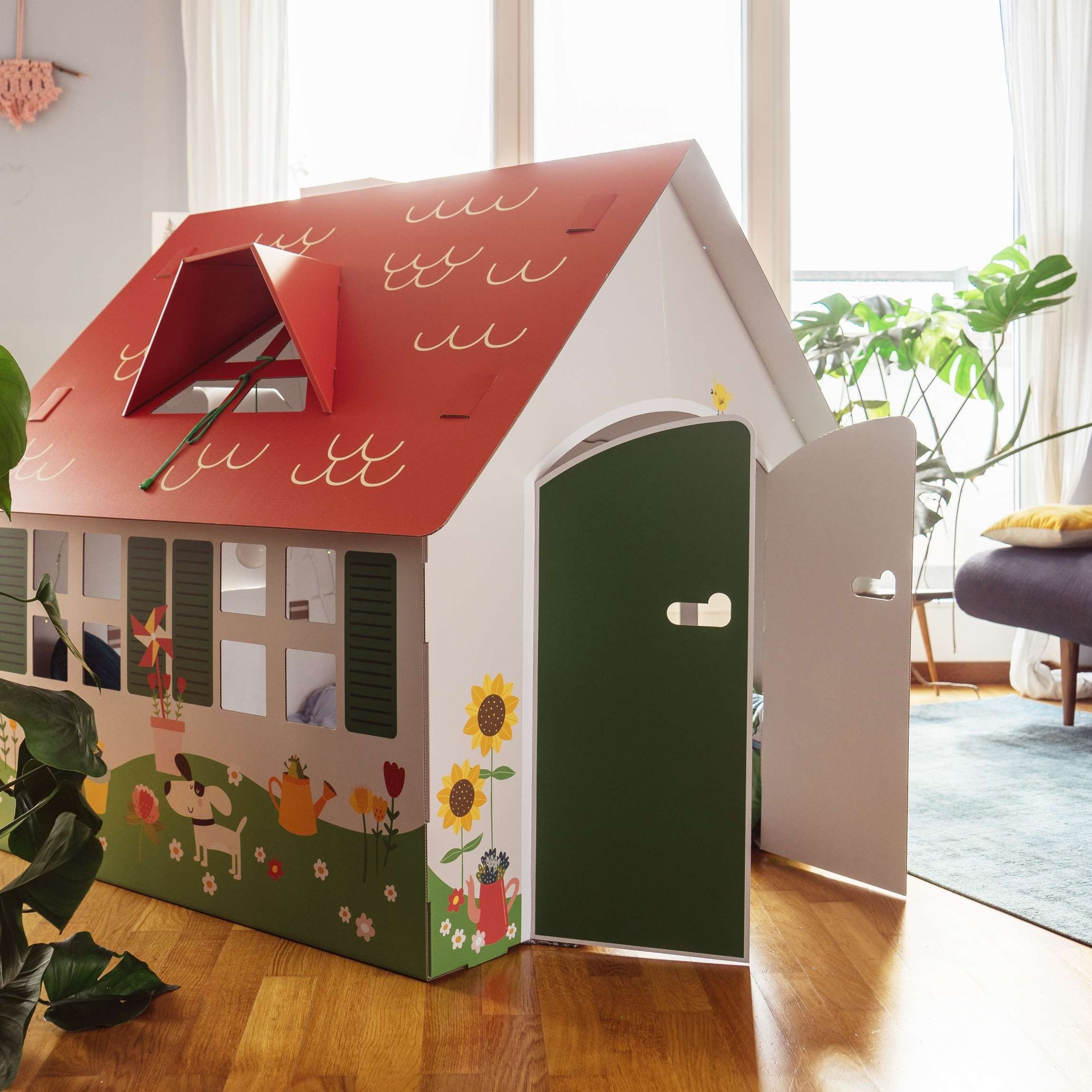 FOLDZILLA Spielhaus XXL Spielhaus Gartenhaus, Einfacher Aufbau ohne Werkzeug