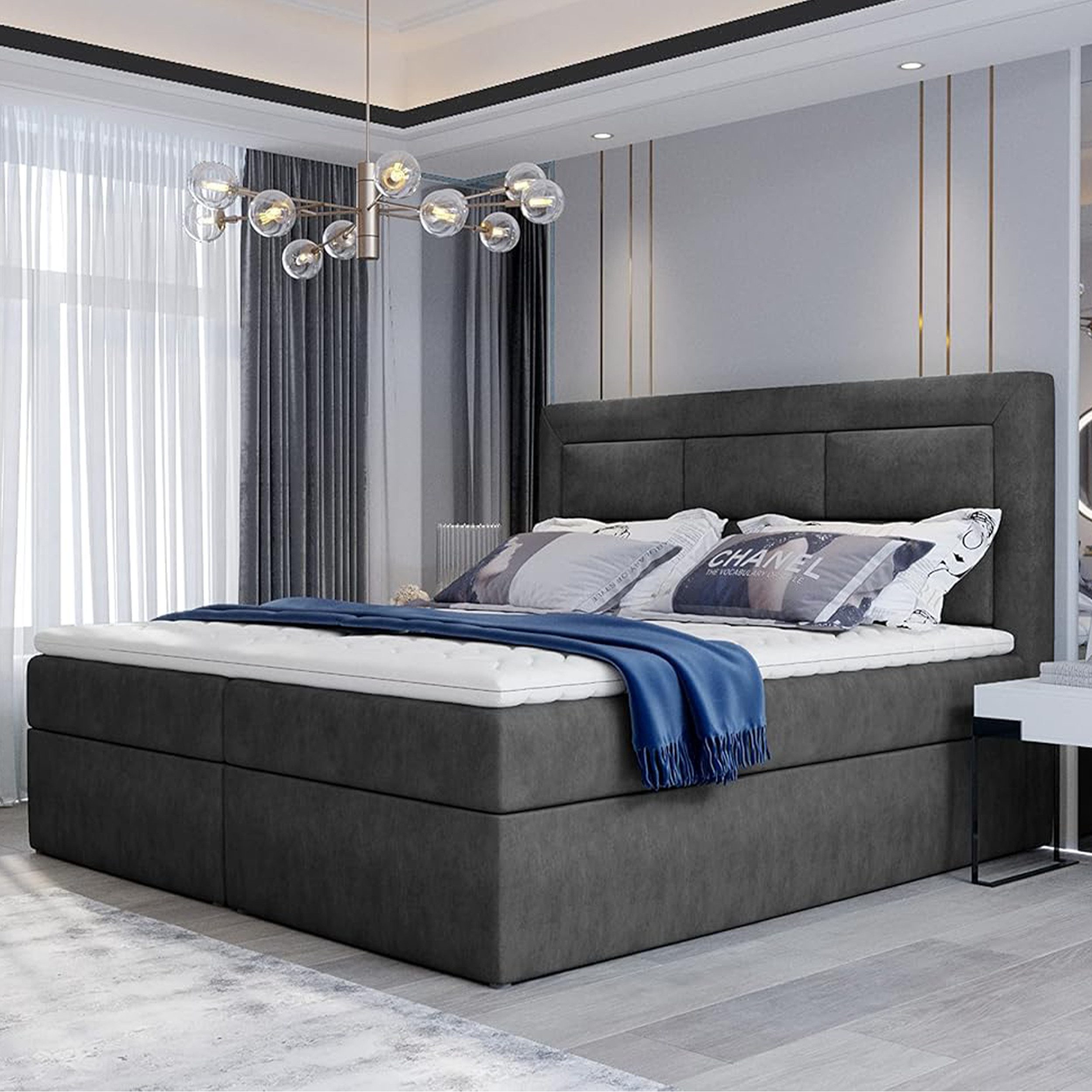 Best for Home Boxspringbett mit Stauraum, Bonellfederkern und Topper (Komplettbett, 140x200 160x200 180x200 cm), Lieferung Wohnung und Aufbauservice, TOP Preis-Leistungs-Verhältnis