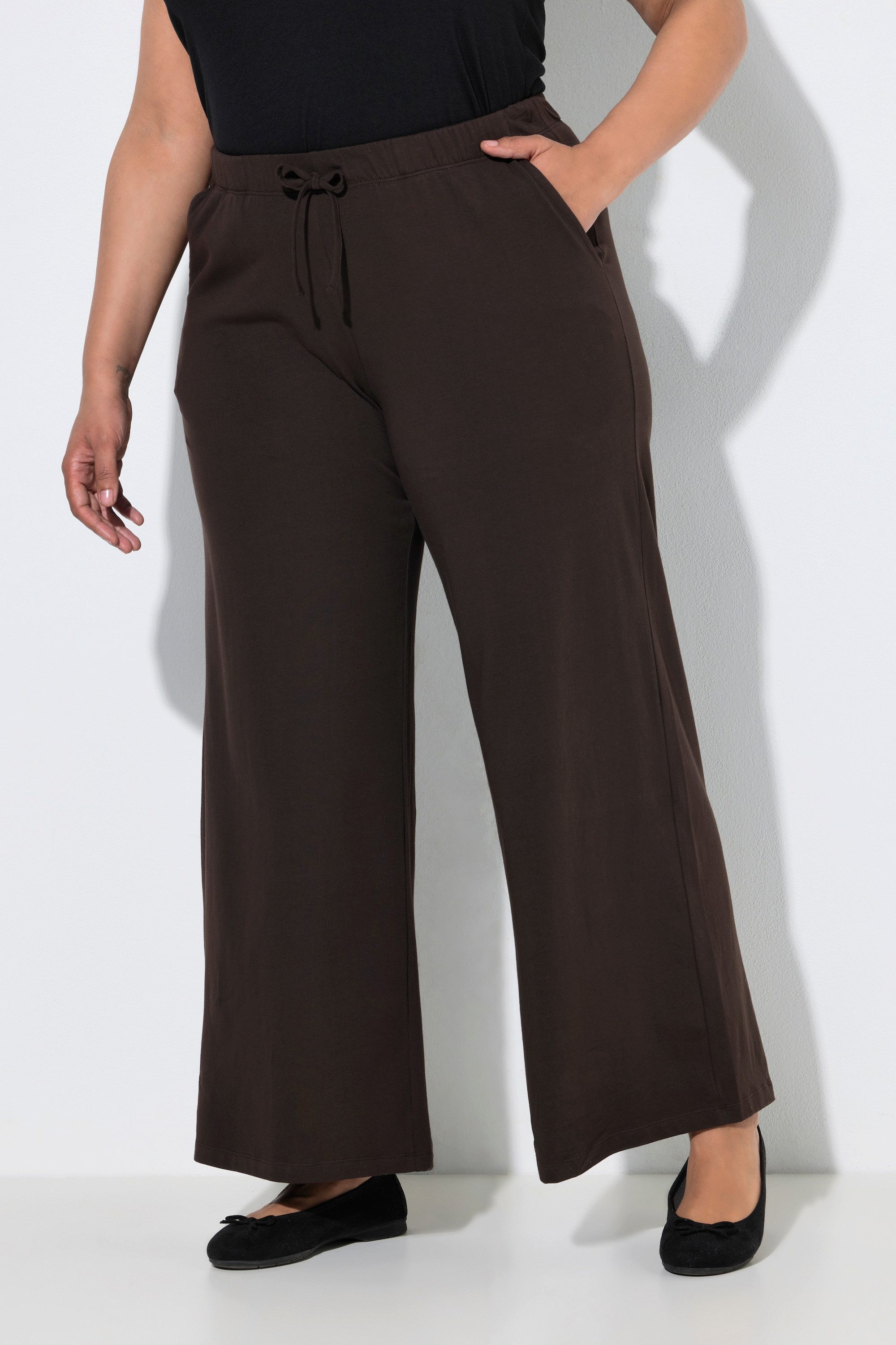 Ulla Popken Funktionshose Jersey-Marlenehose weites Bein Elastikbund
