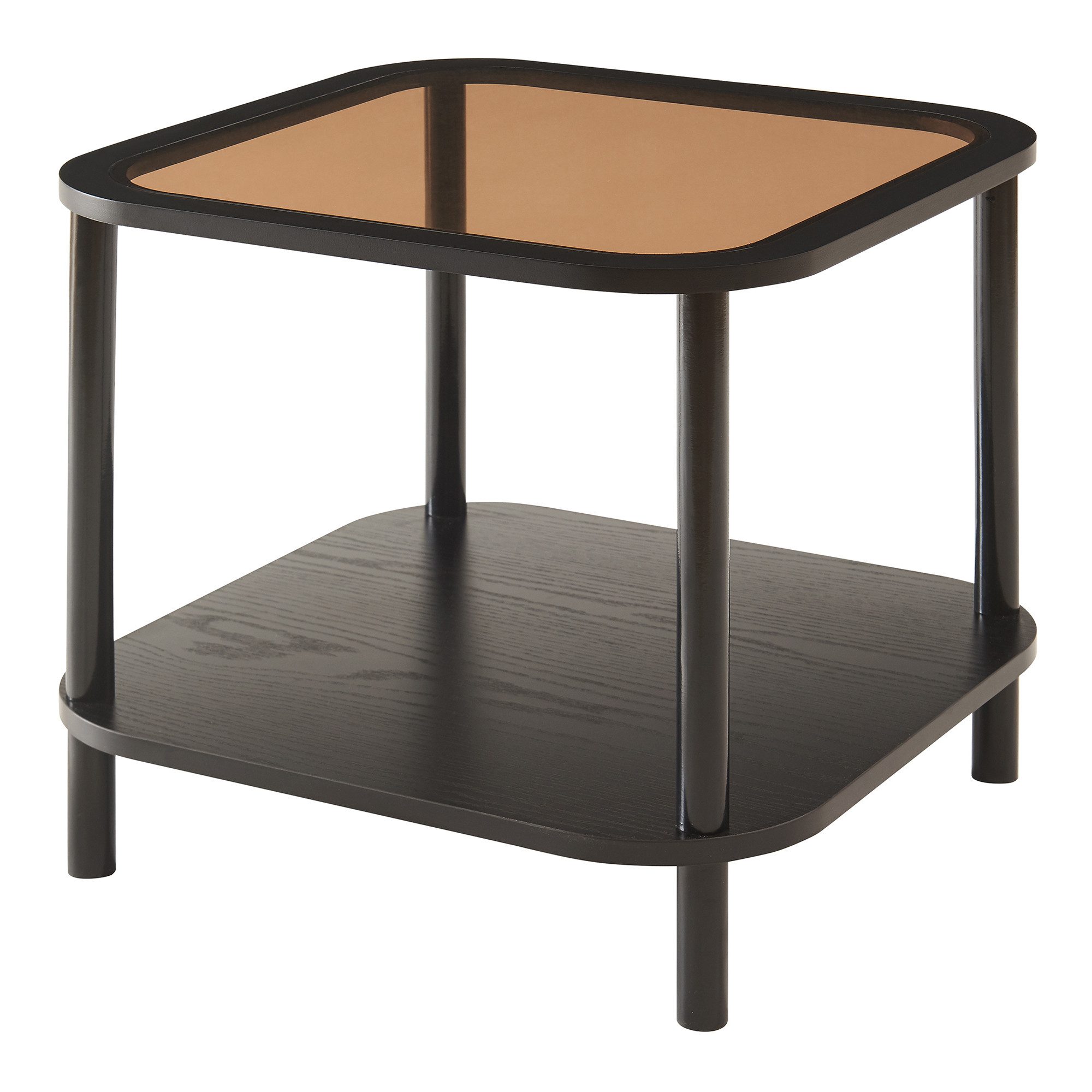 en.casa Beistelltisch, »Latama« mit Glasplatte 51 x 51 x 45 cm quadratisch Schwarz