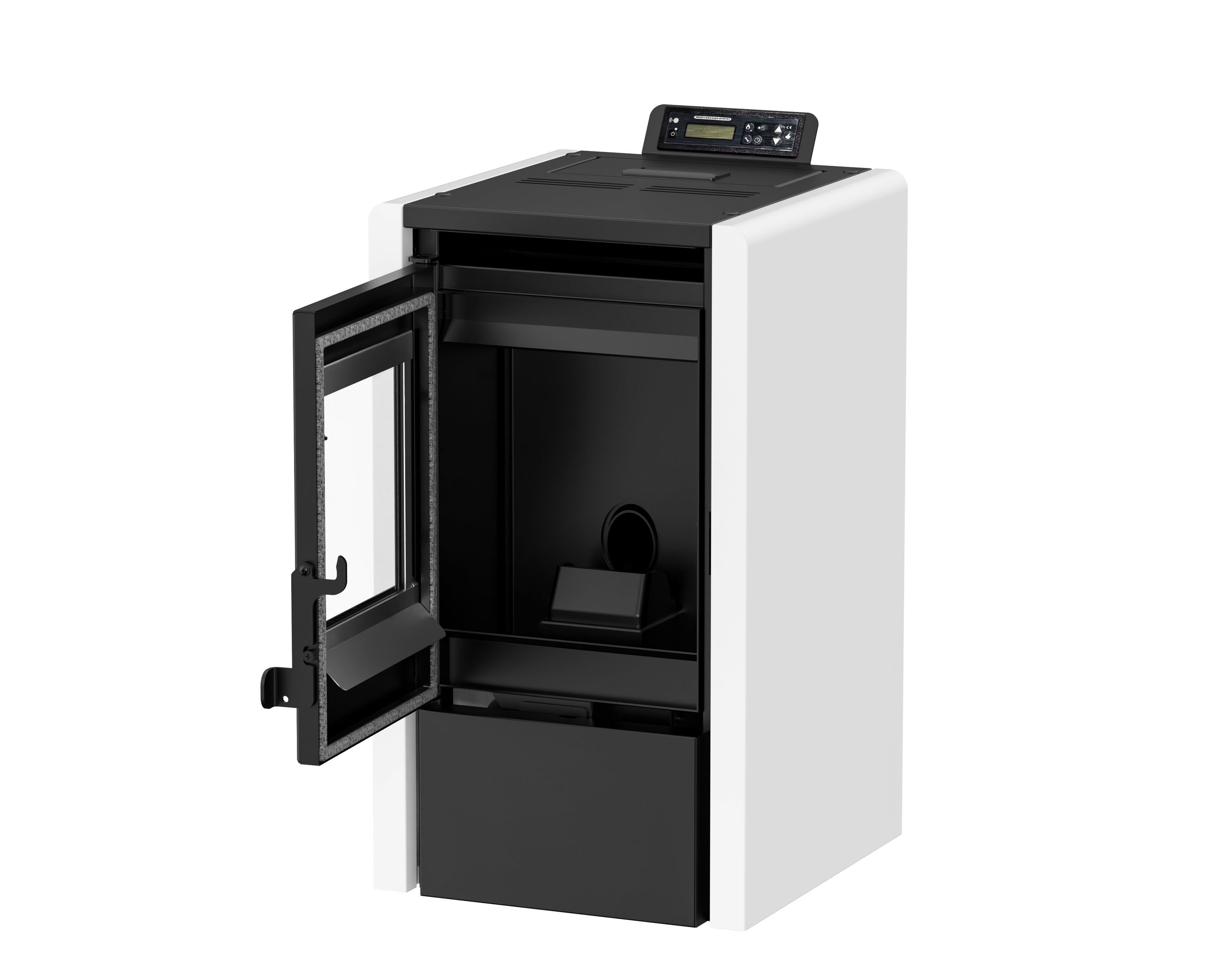 NEMAXX PC5 Pellet Stove, Electric Fireplace with ECO Mode, WiFi Ready, up to 120m³, White, (Overheating Thermostat / Energy Efficiency Class A), 5.3 kW Pellet Stove (Multifunction Display / Remote Control)