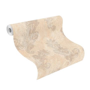 Rasch Vliestapete Indisch Paisley Floral Beige Grau Metallic 746433 Indian Style