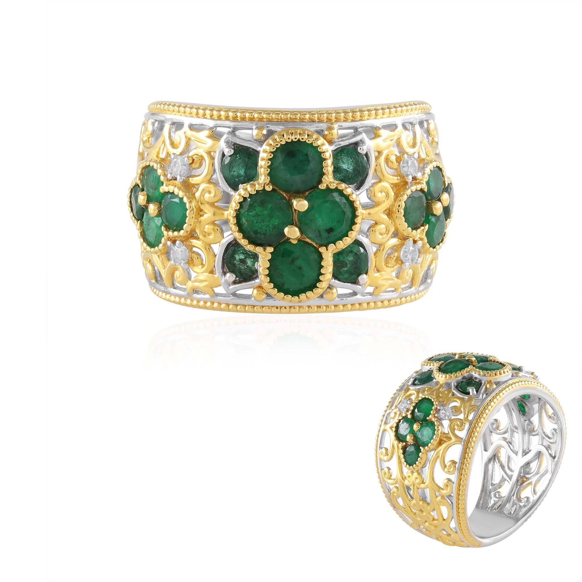 Cavill Silberring Sambischer Smaragd Silber Ring (1-tlg)