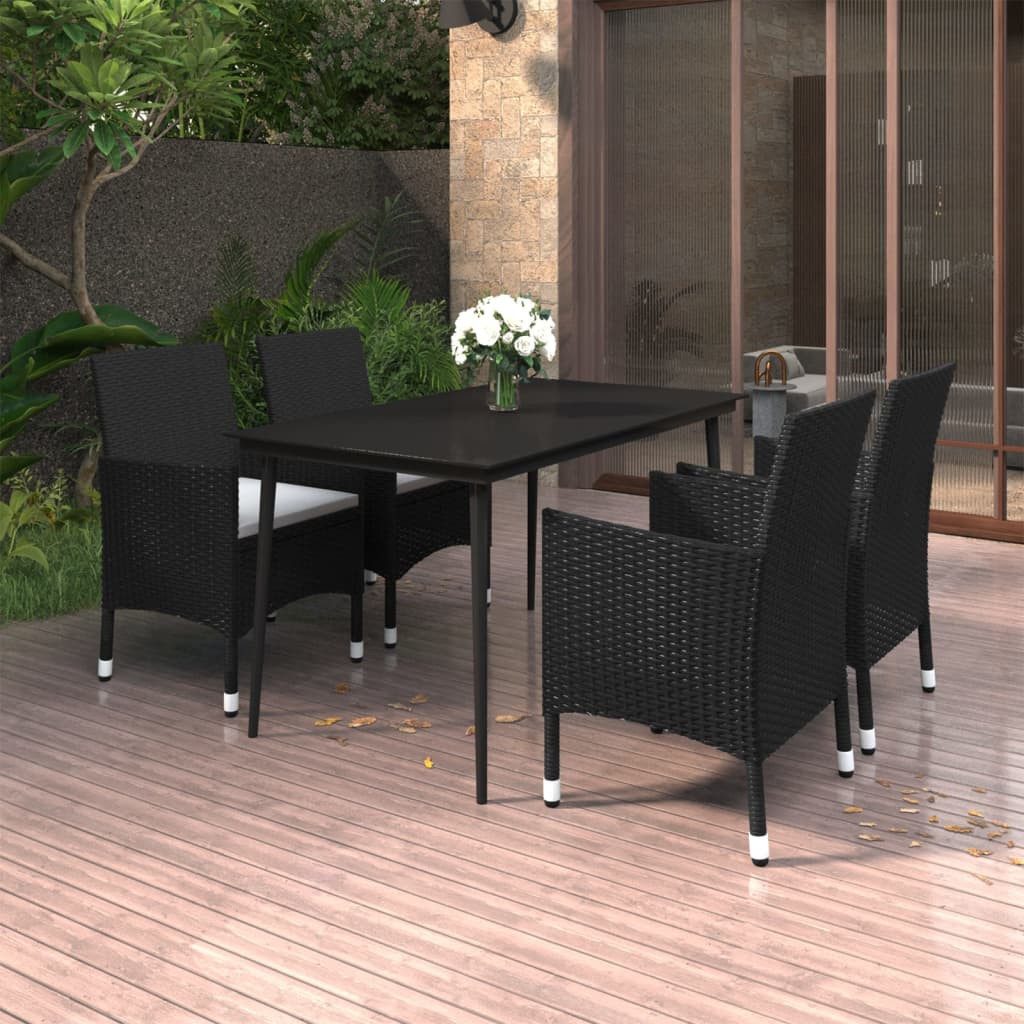 Garten-Essgruppe 140 cm Tischlnge 5-tlg Garten-Essgruppe mit Auflagen Polyrattan und Gl